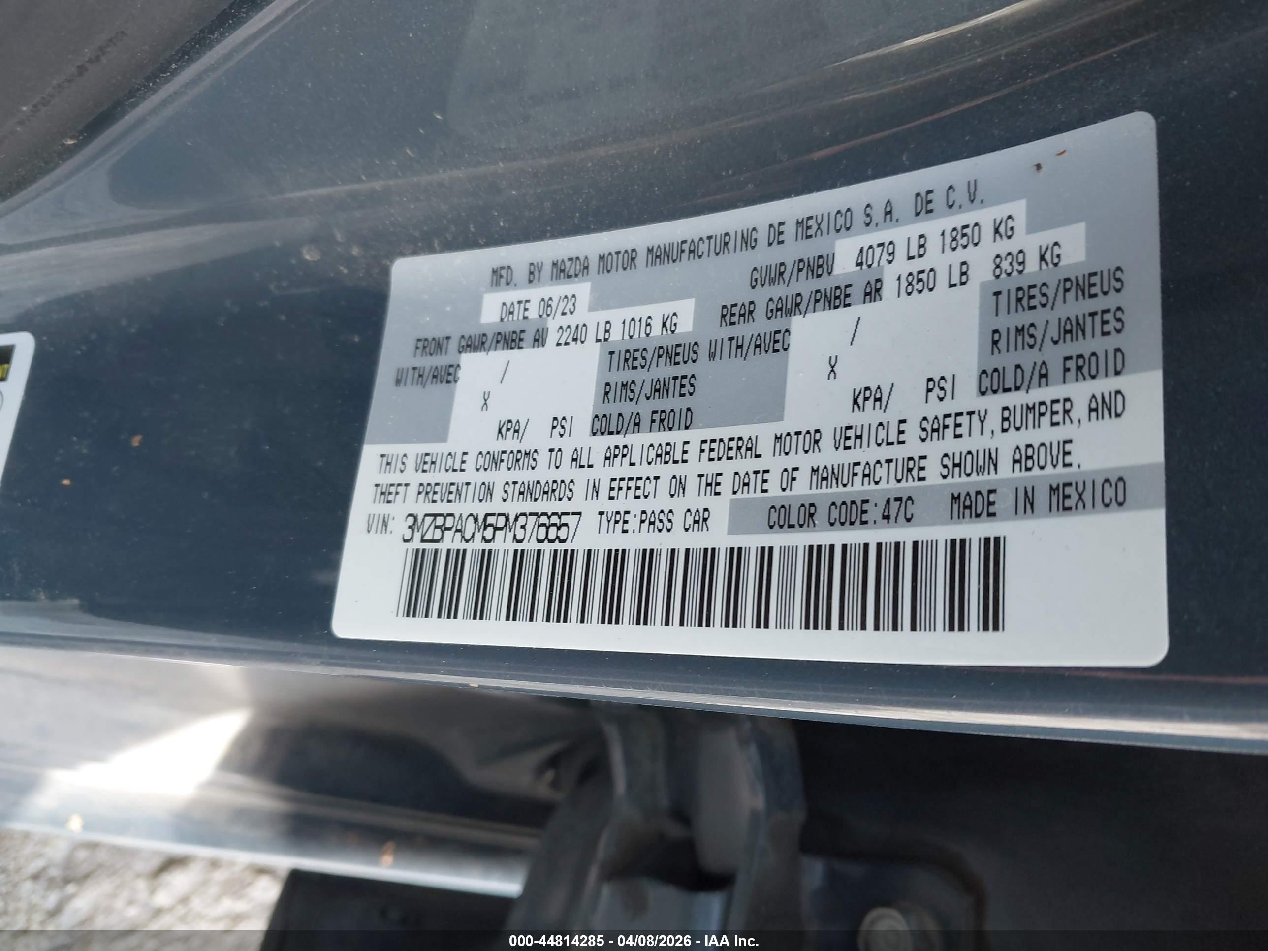 2023 Mazda Mazda3 2.5 S Carbon Edition Gray vin: 3MZBPACM5PM376657