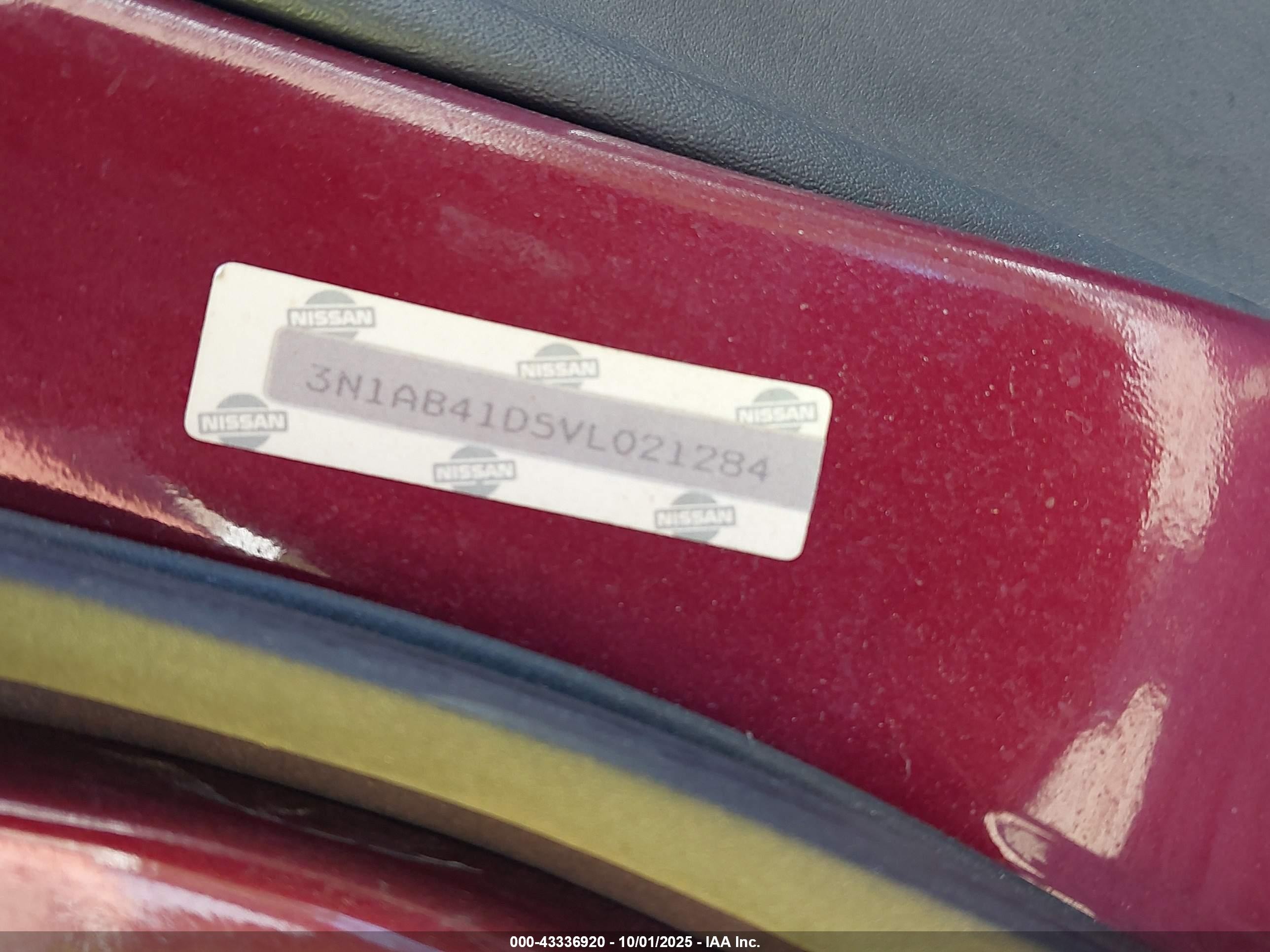 1997 Nissan Sentra Gle/gxe/xe Burgundy vin: 3N1AB41D5VL021284