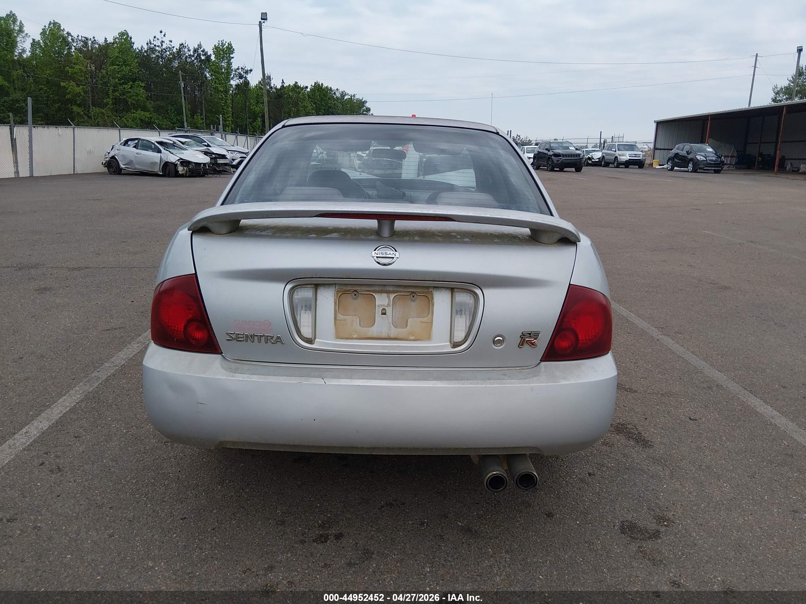 2006 Nissan Sentra Se-r Silver vin: 3N1AB51D76L555913