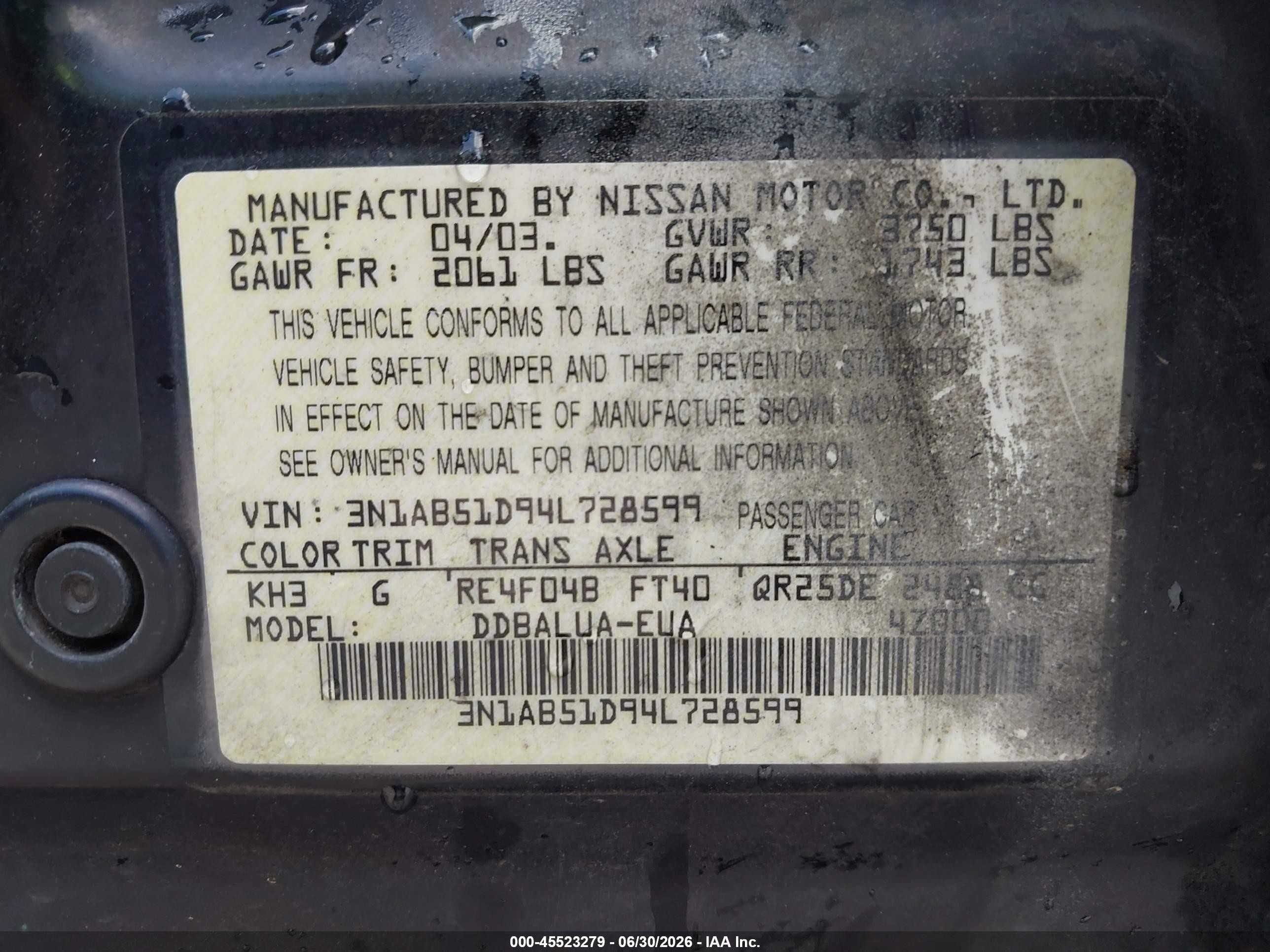 2004 Nissan Sentra Se-r Черный vin: 3N1AB51D94L728599