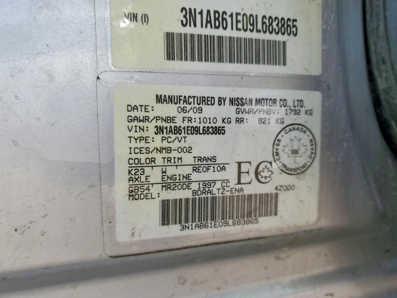 2009 Nissan Sentra 2.0 Silver vin: 3N1AB61E09L683865