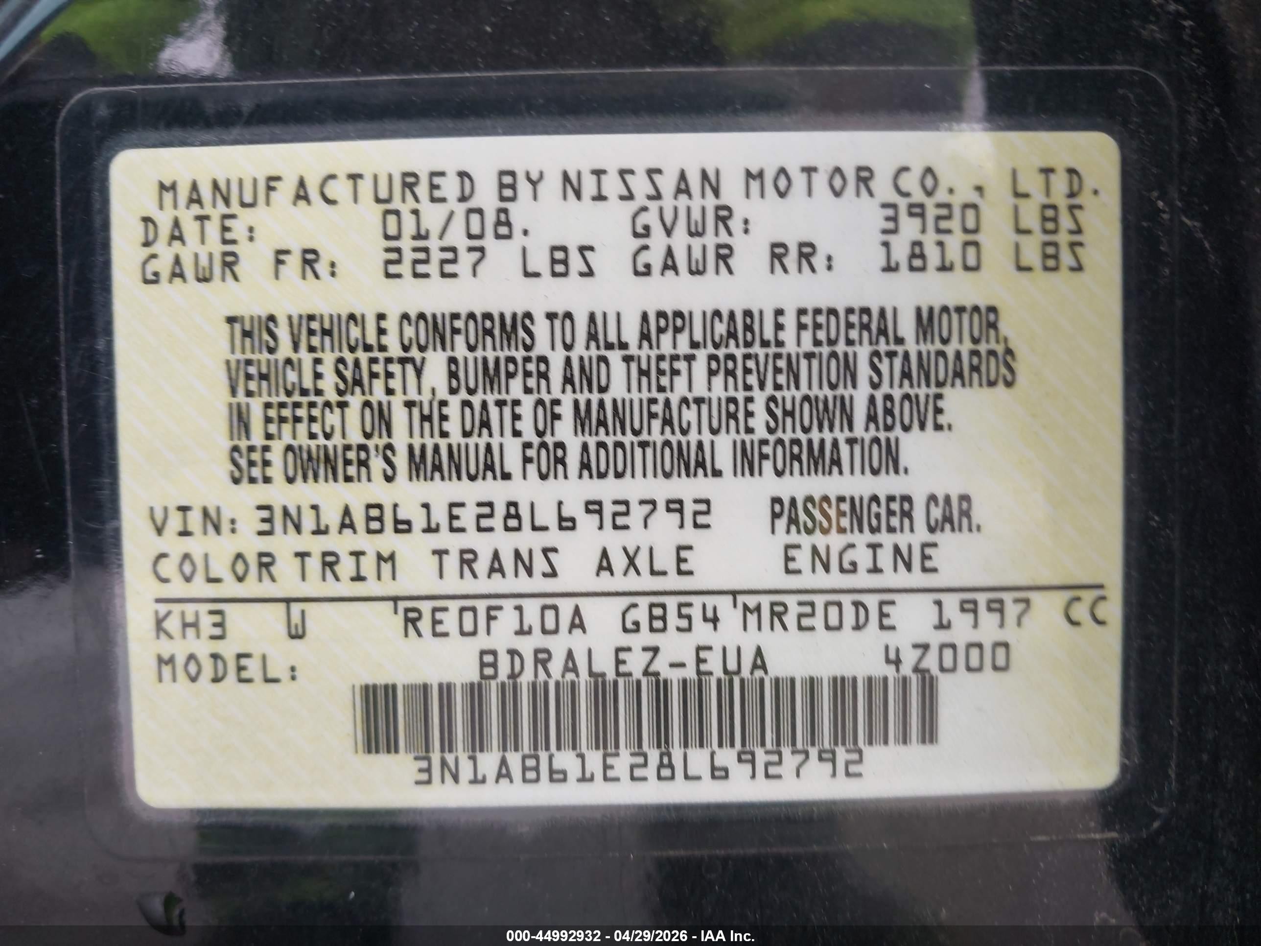 2008 Nissan Sentra 2.0s Черный vin: 3N1AB61E28L692792