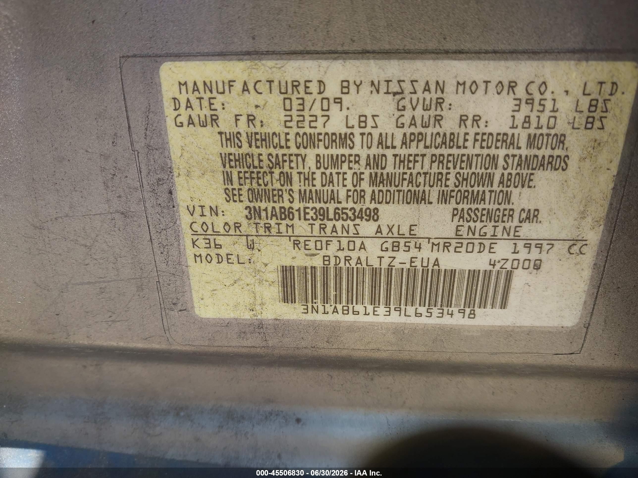 2009 Nissan Sentra 2.0s Blue vin: 3N1AB61E39L653498