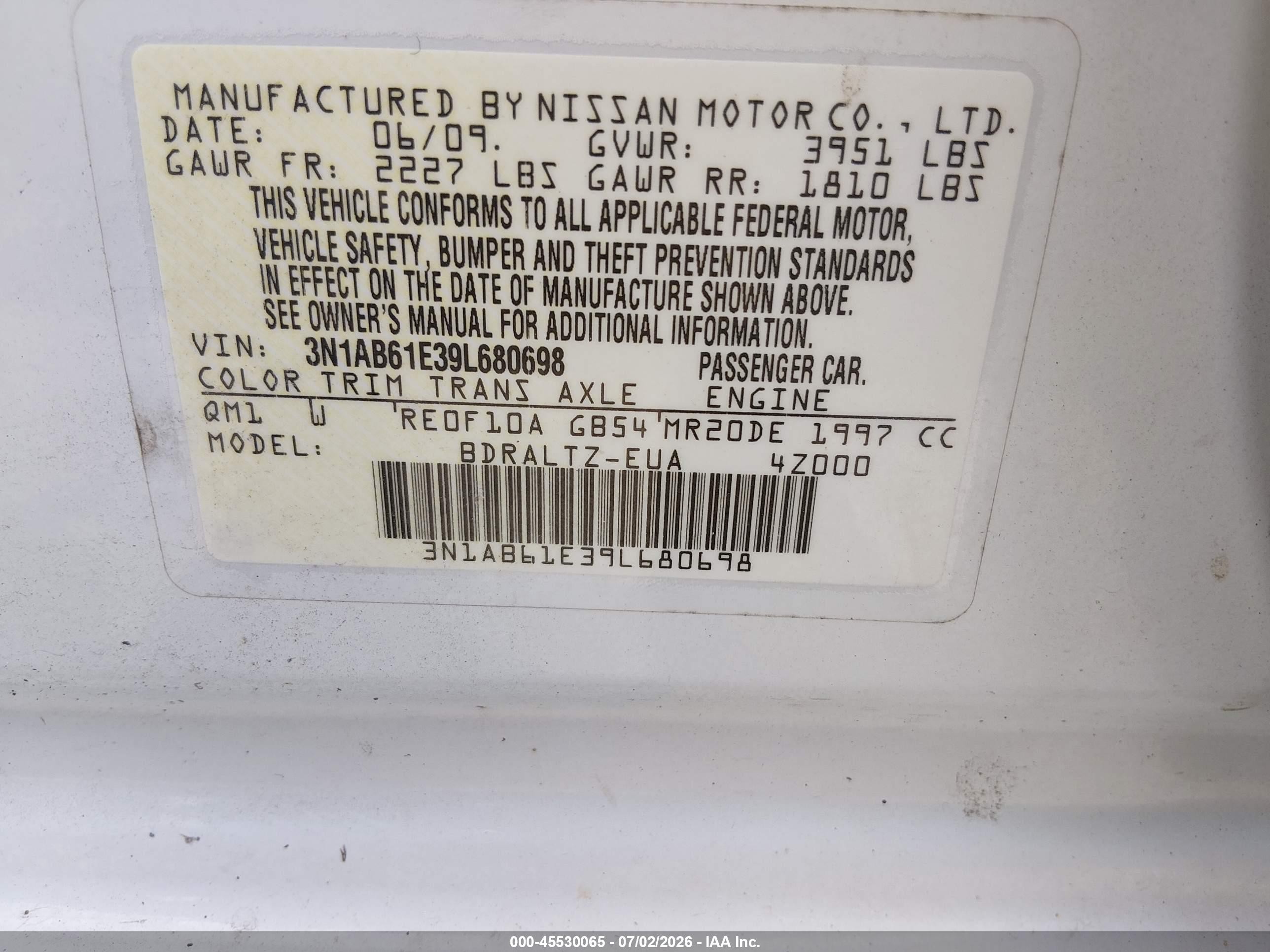 2009 Nissan Sentra 2.0s White vin: 3N1AB61E39L680698