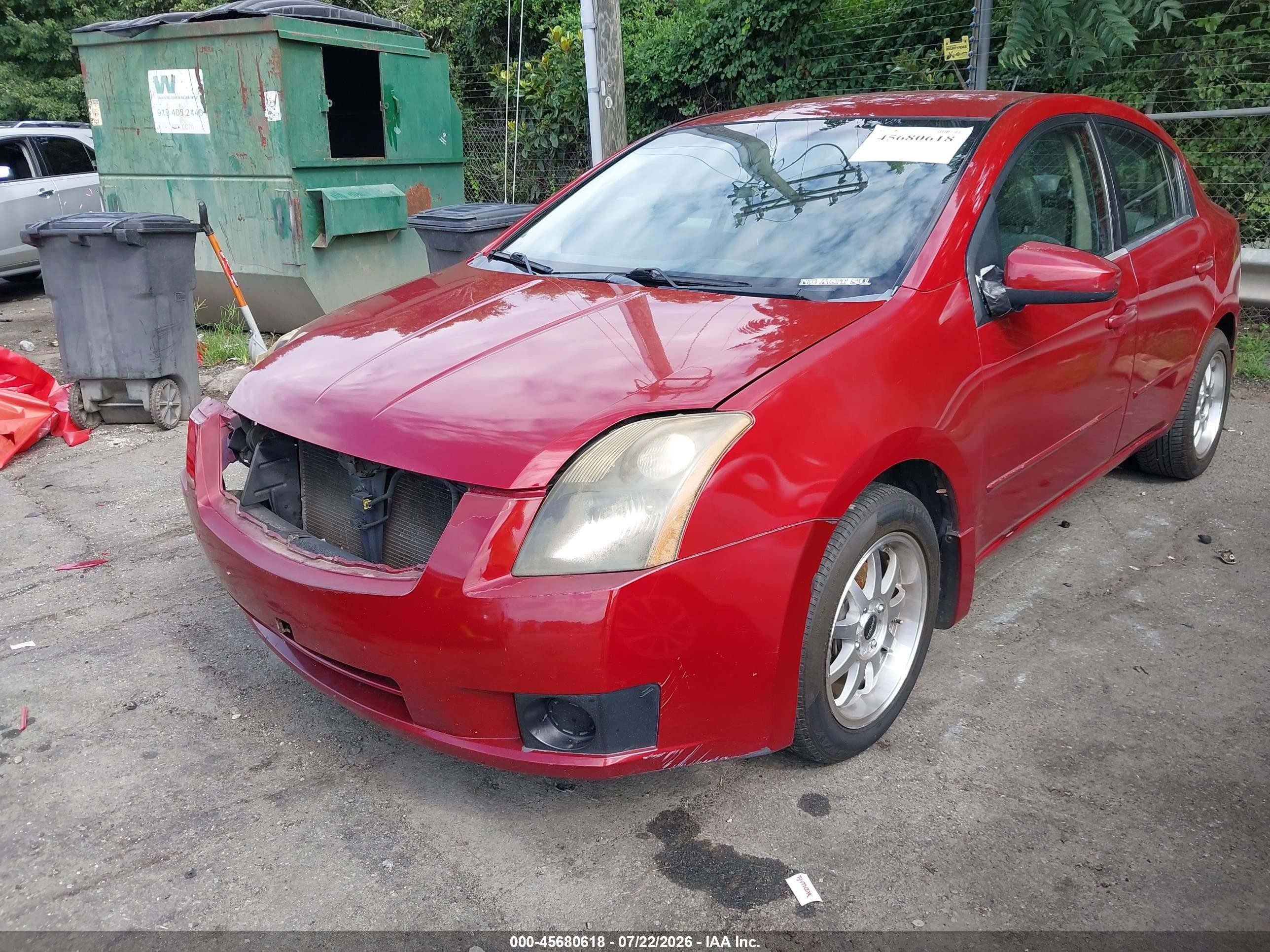 2007 Nissan Sentra 2.0s Red vin: 3N1AB61E47L663700