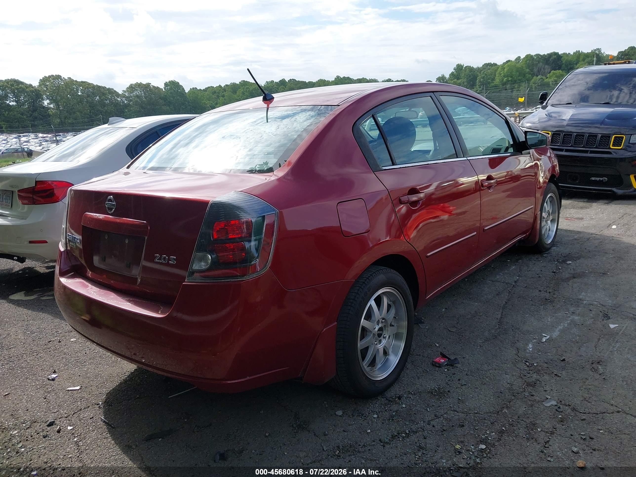 2007 Nissan Sentra 2.0s Red vin: 3N1AB61E47L663700