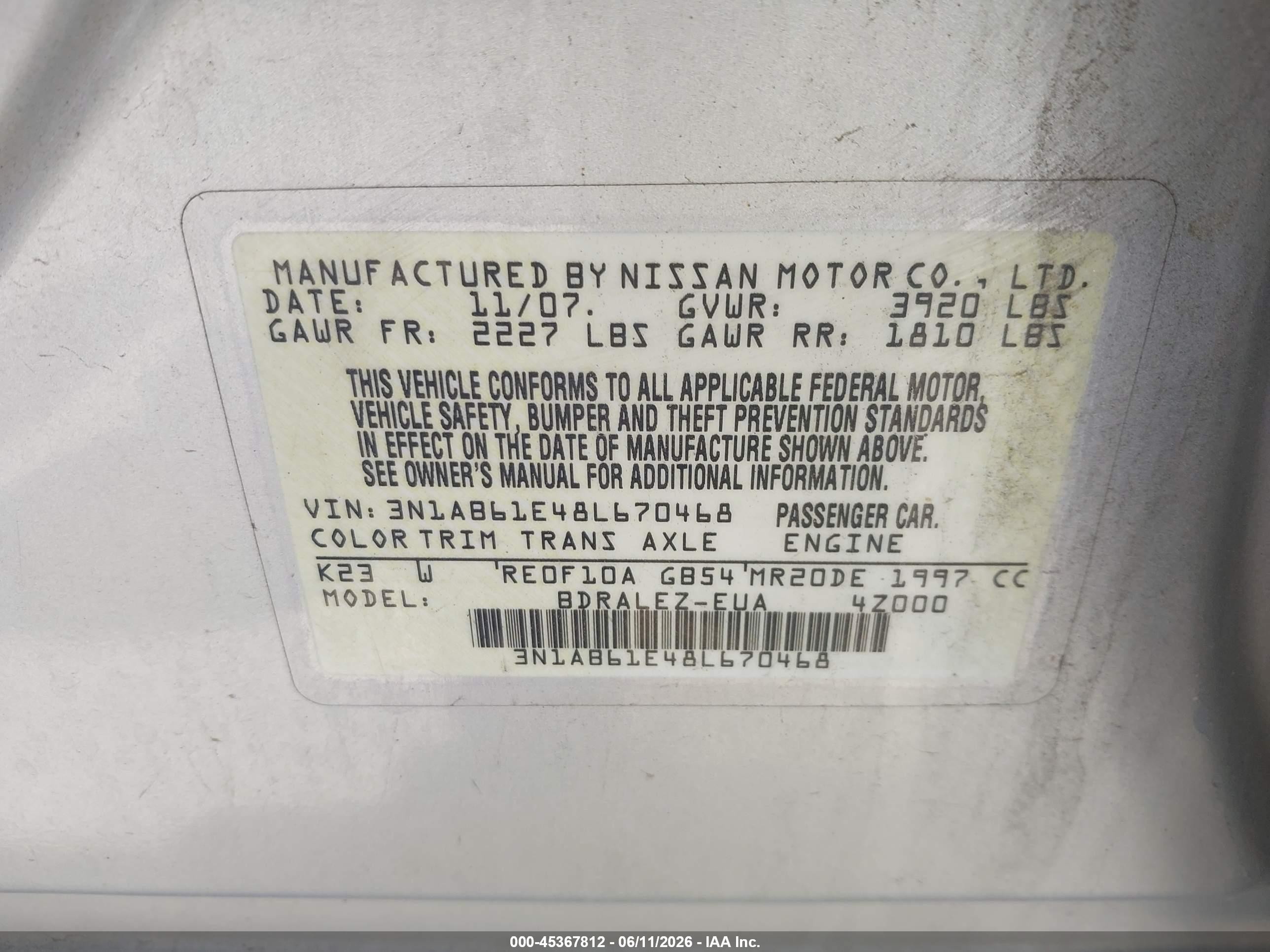 2008 Nissan Sentra 2.0s Серебряный vin: 3N1AB61E48L670468