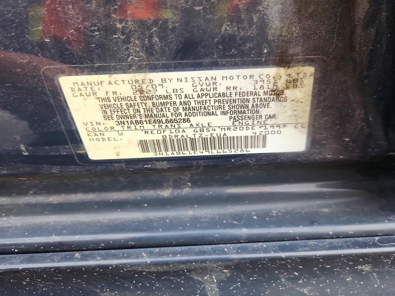 2009 Nissan Sentra 2.0 Blue vin: 3N1AB61E49L665286