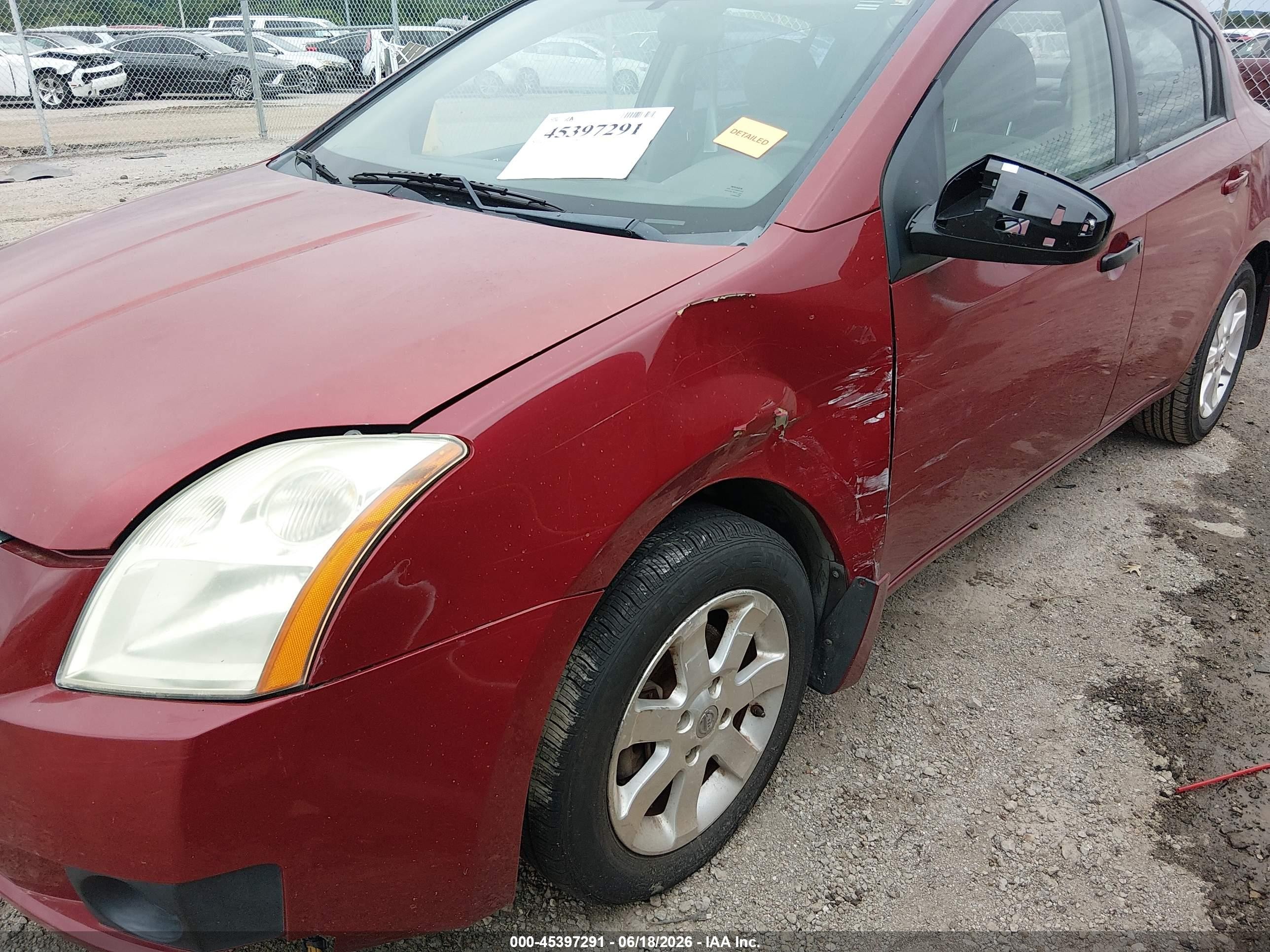 2007 Nissan Sentra 2.0s Red vin: 3N1AB61E67L600288