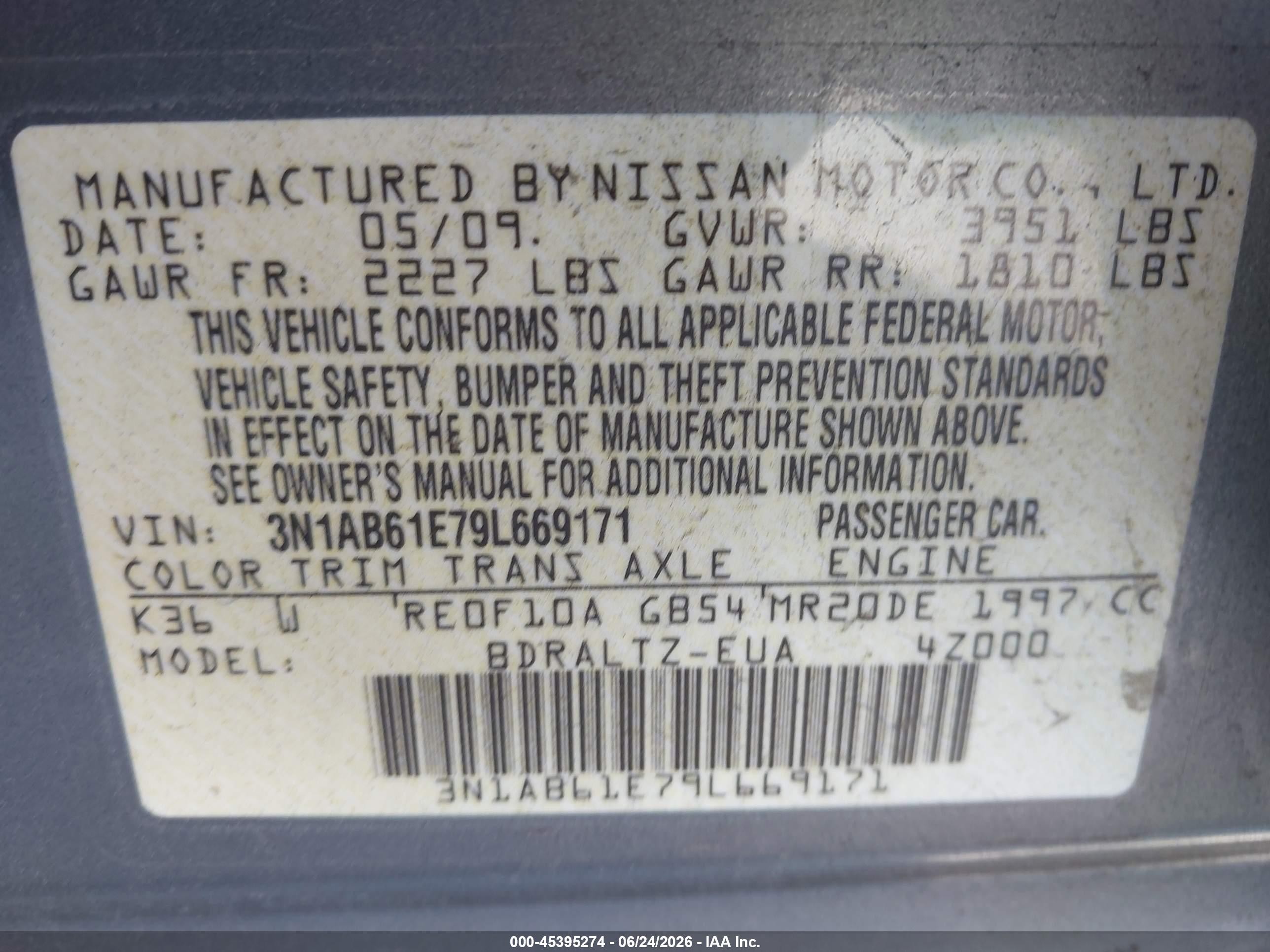 2009 Nissan Sentra 2.0s Gray vin: 3N1AB61E79L669171