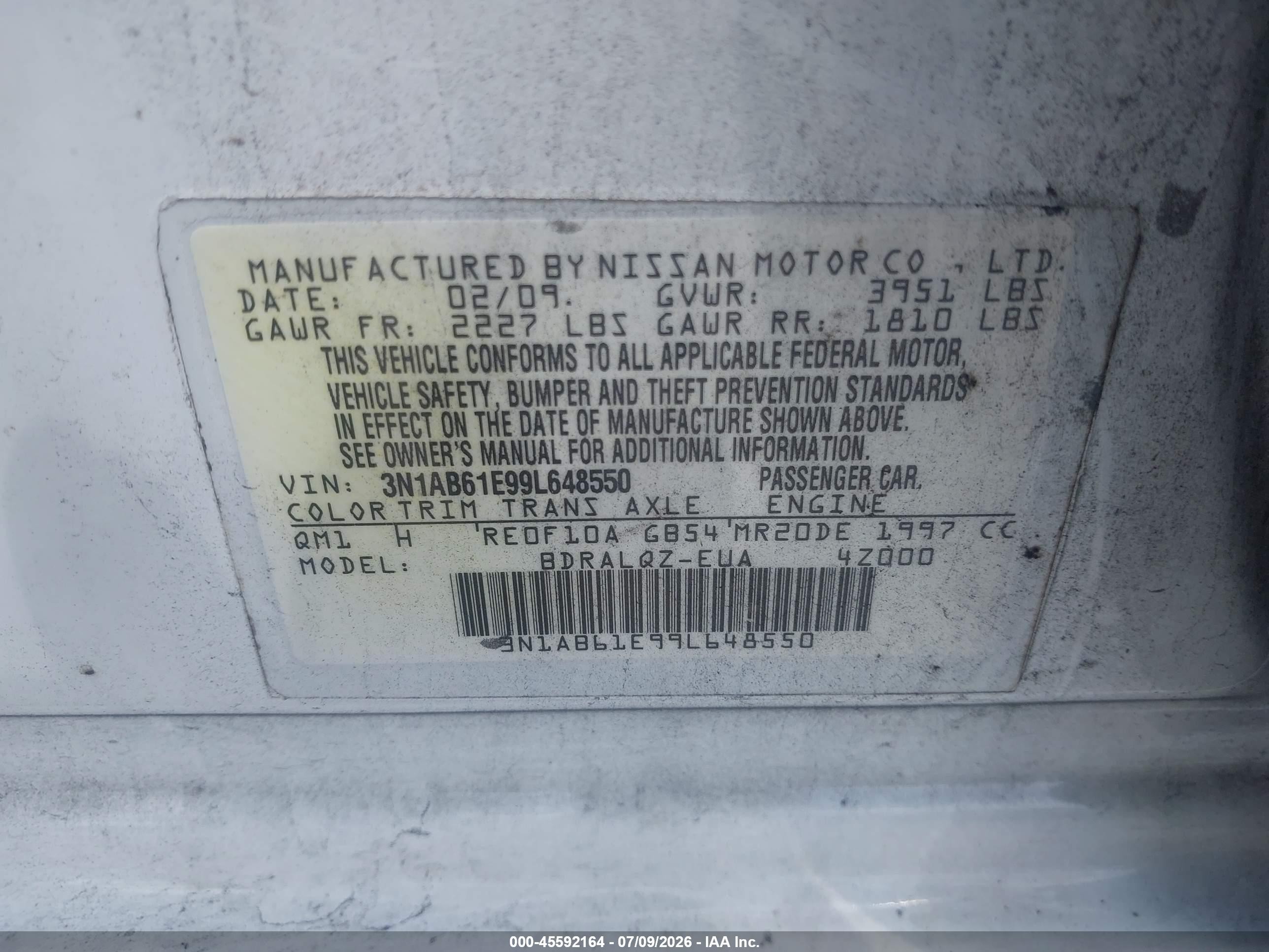 2009 Nissan Sentra 2.0 White vin: 3N1AB61E99L648550