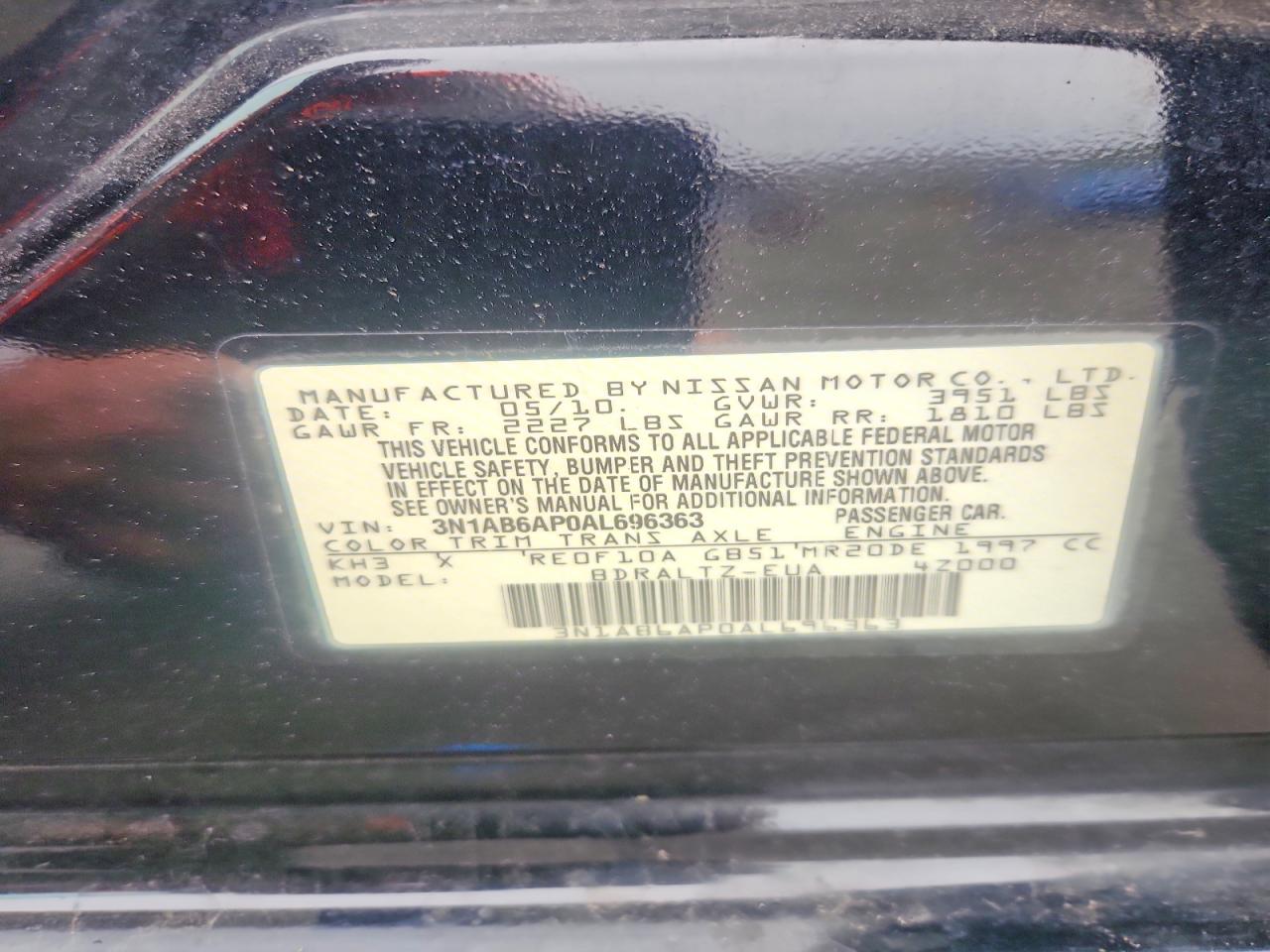2010 Nissan Sentra 2.0 Black vin: 3N1AB6AP0AL696363