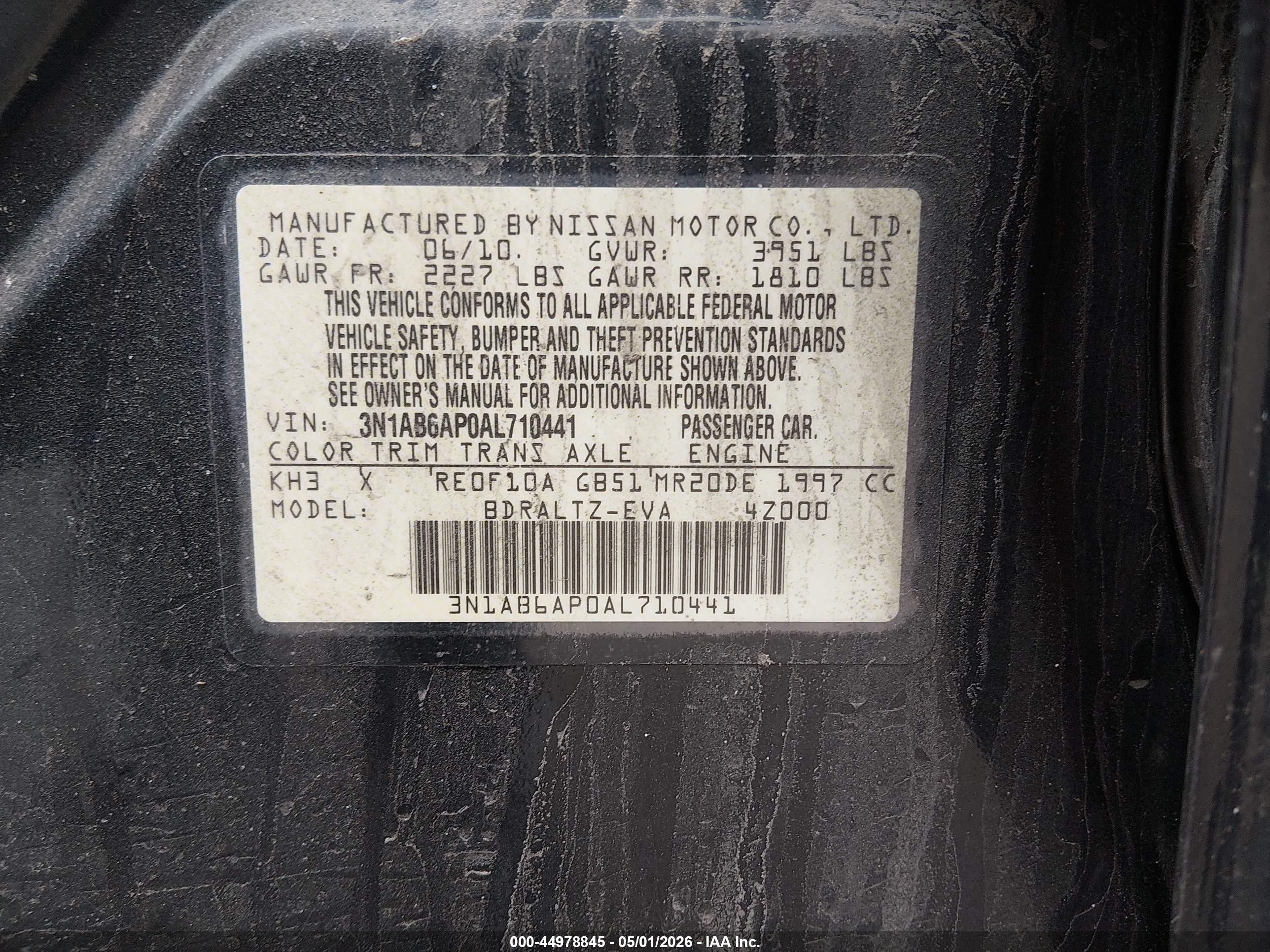 2010 Nissan Sentra 2.0sr Черный vin: 3N1AB6AP0AL710441