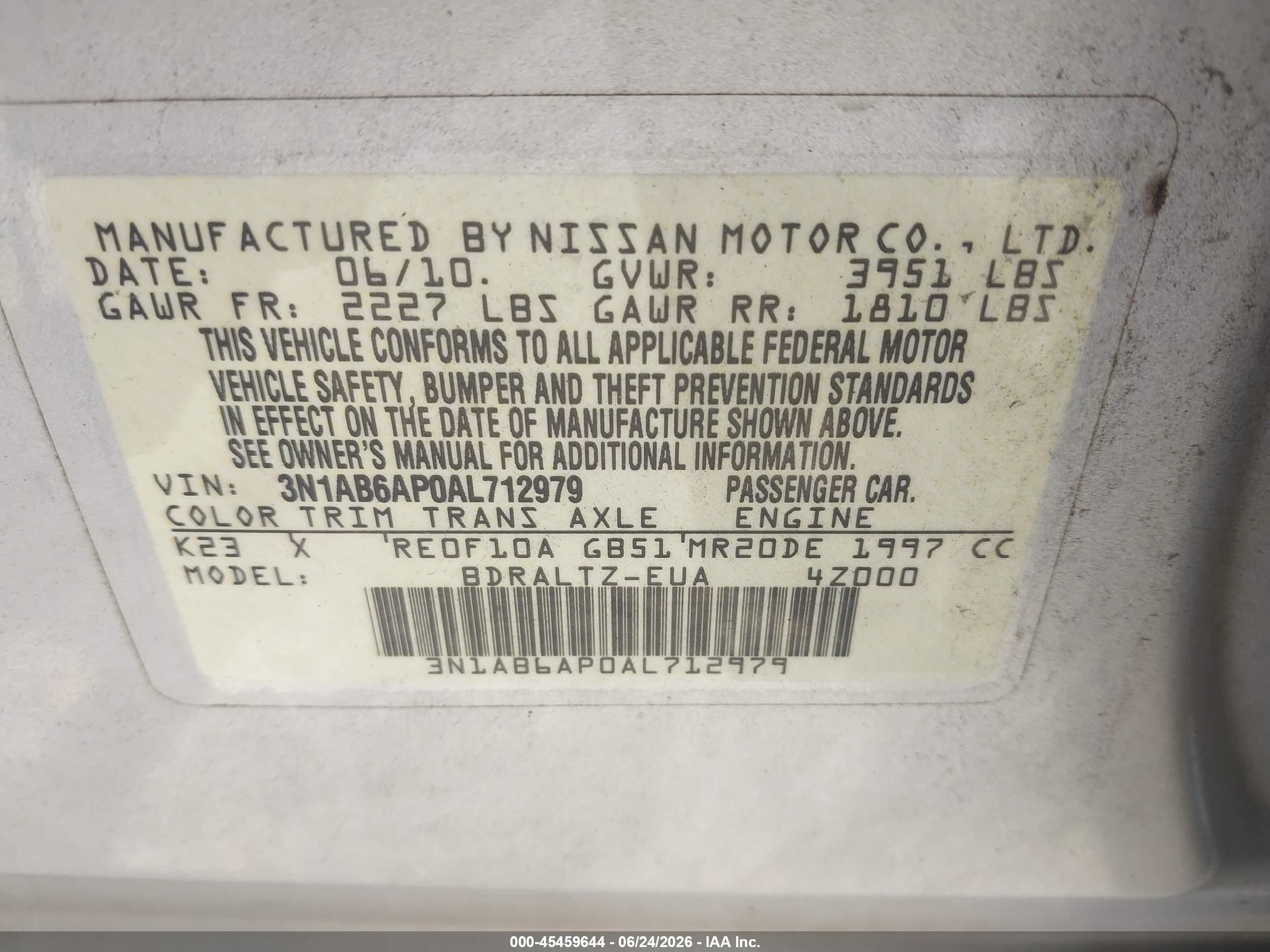 2010 Nissan Sentra 2.0sr Silver vin: 3N1AB6AP0AL712979