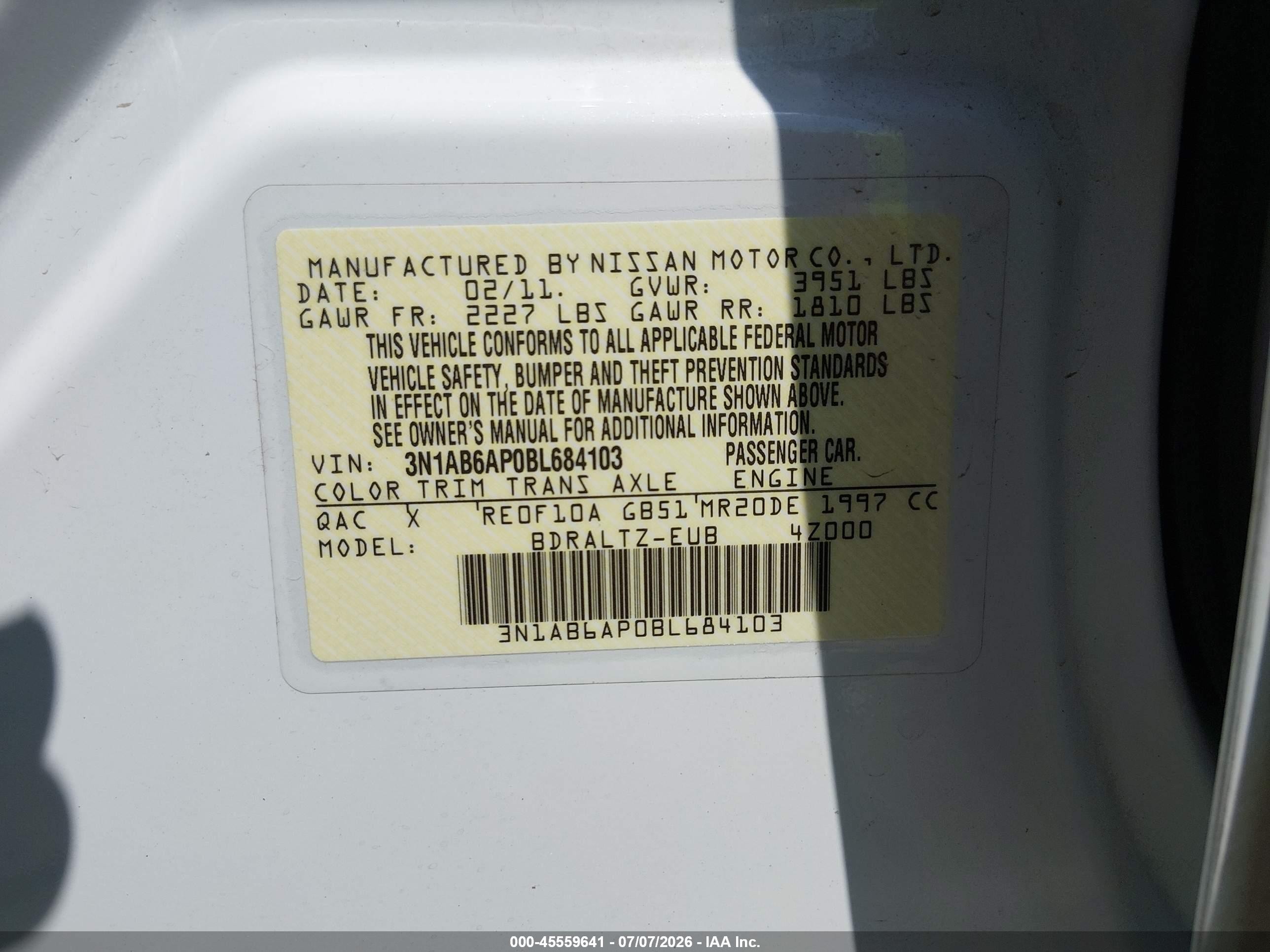 2011 Nissan Sentra 2.0sr White vin: 3N1AB6AP0BL684103