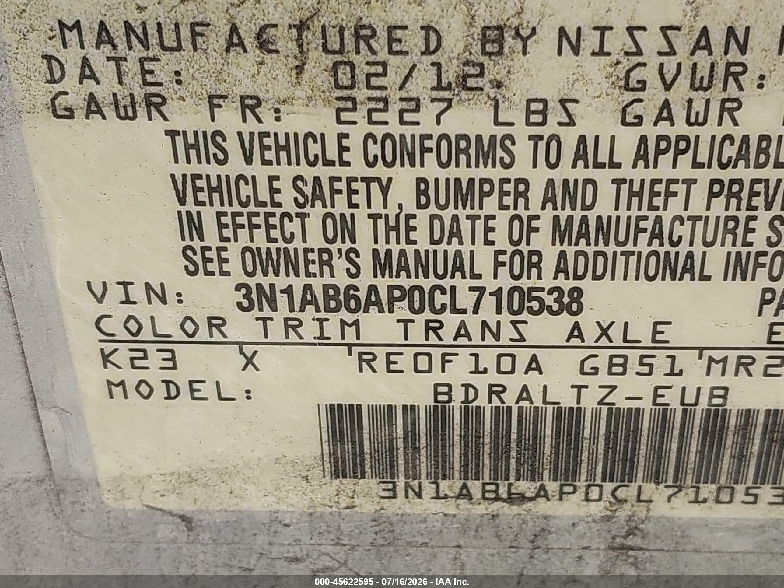 2012 Nissan Sentra 2.0 Sr Серебряный vin: 3N1AB6AP0CL710538