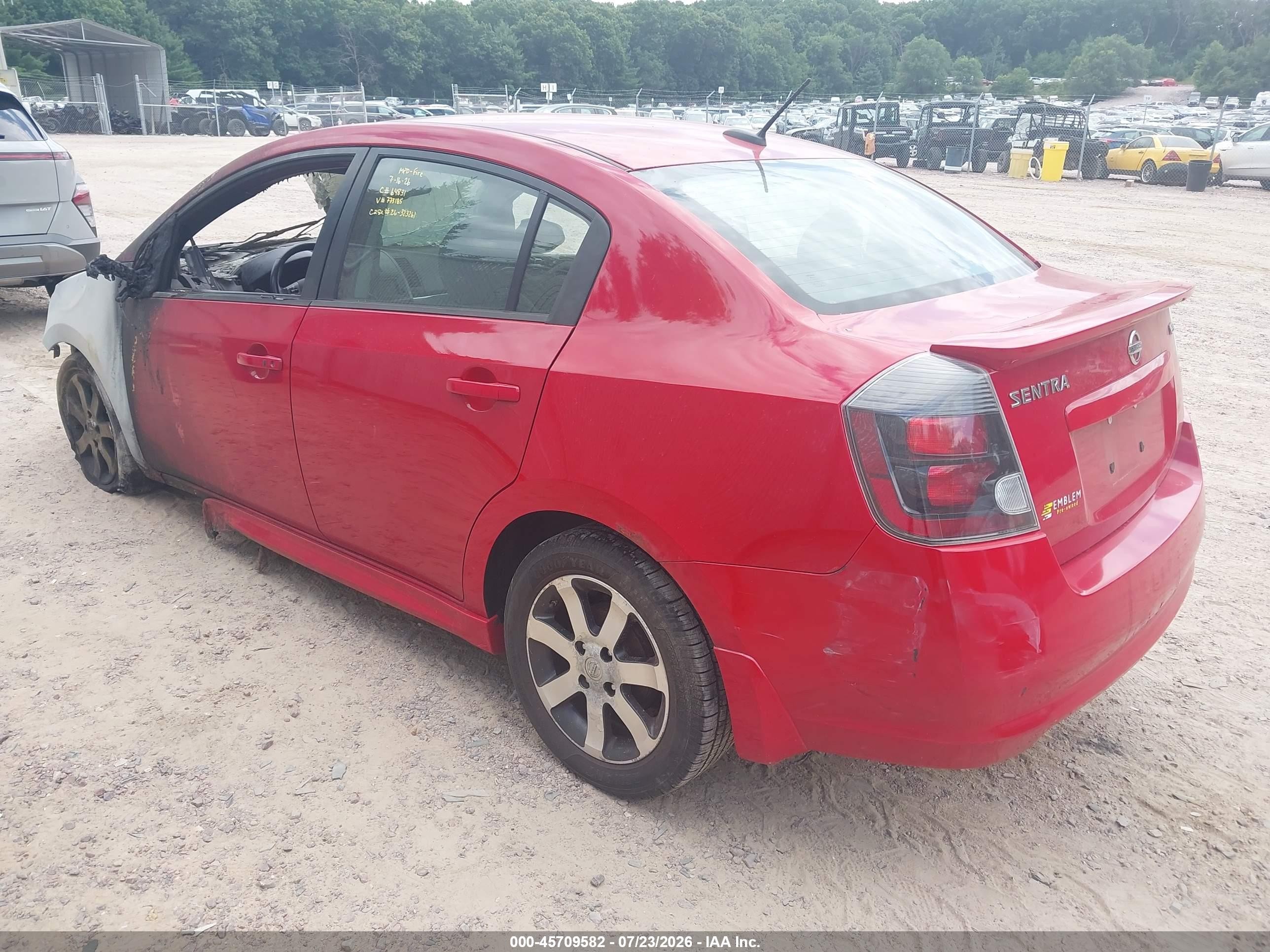 2012 Nissan Sentra 2.0 Sr Red vin: 3N1AB6AP0CL773185