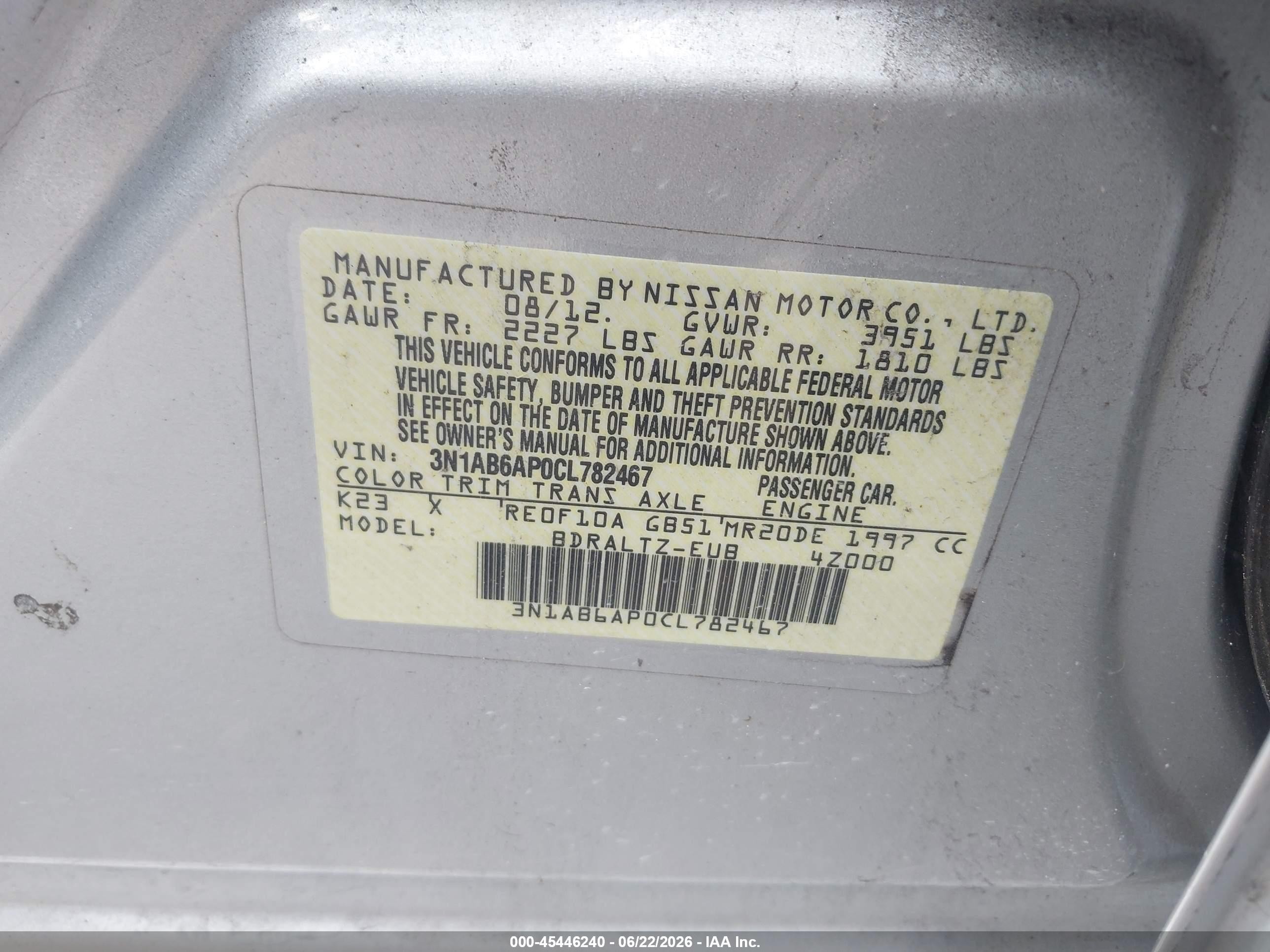 2012 Nissan Sentra 2.0 Sr Silver vin: 3N1AB6AP0CL782467