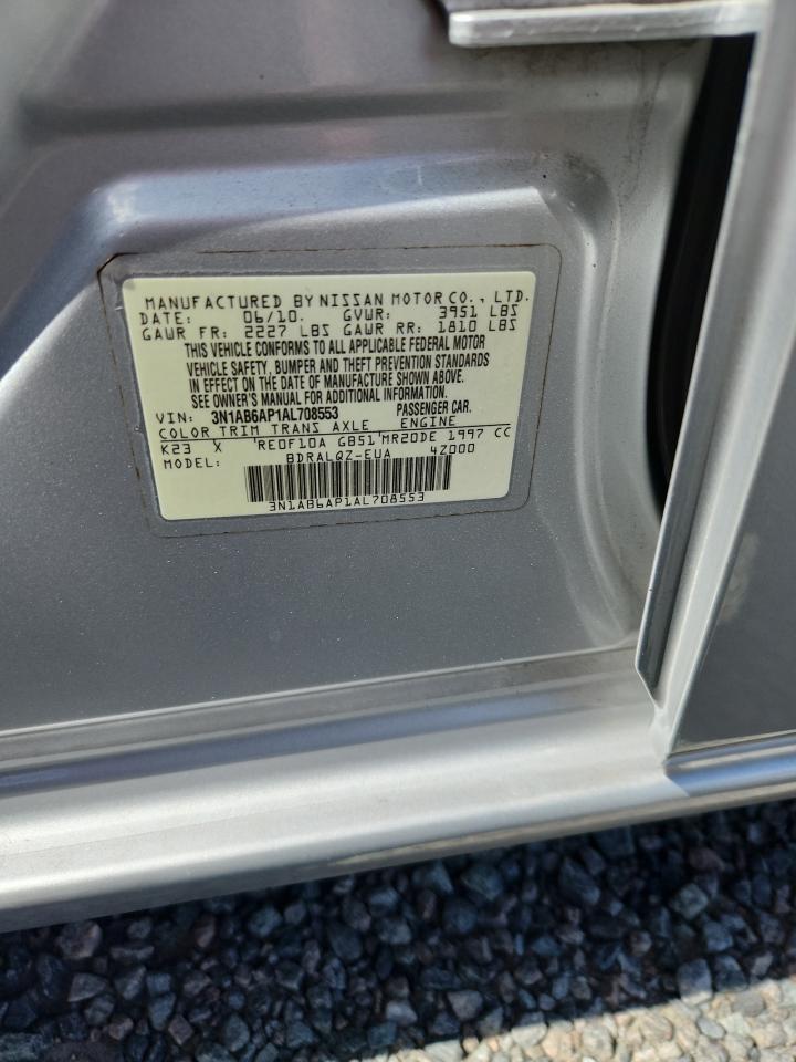 2010 Nissan Sentra 2.0 Silver vin: 3N1AB6AP1AL708553