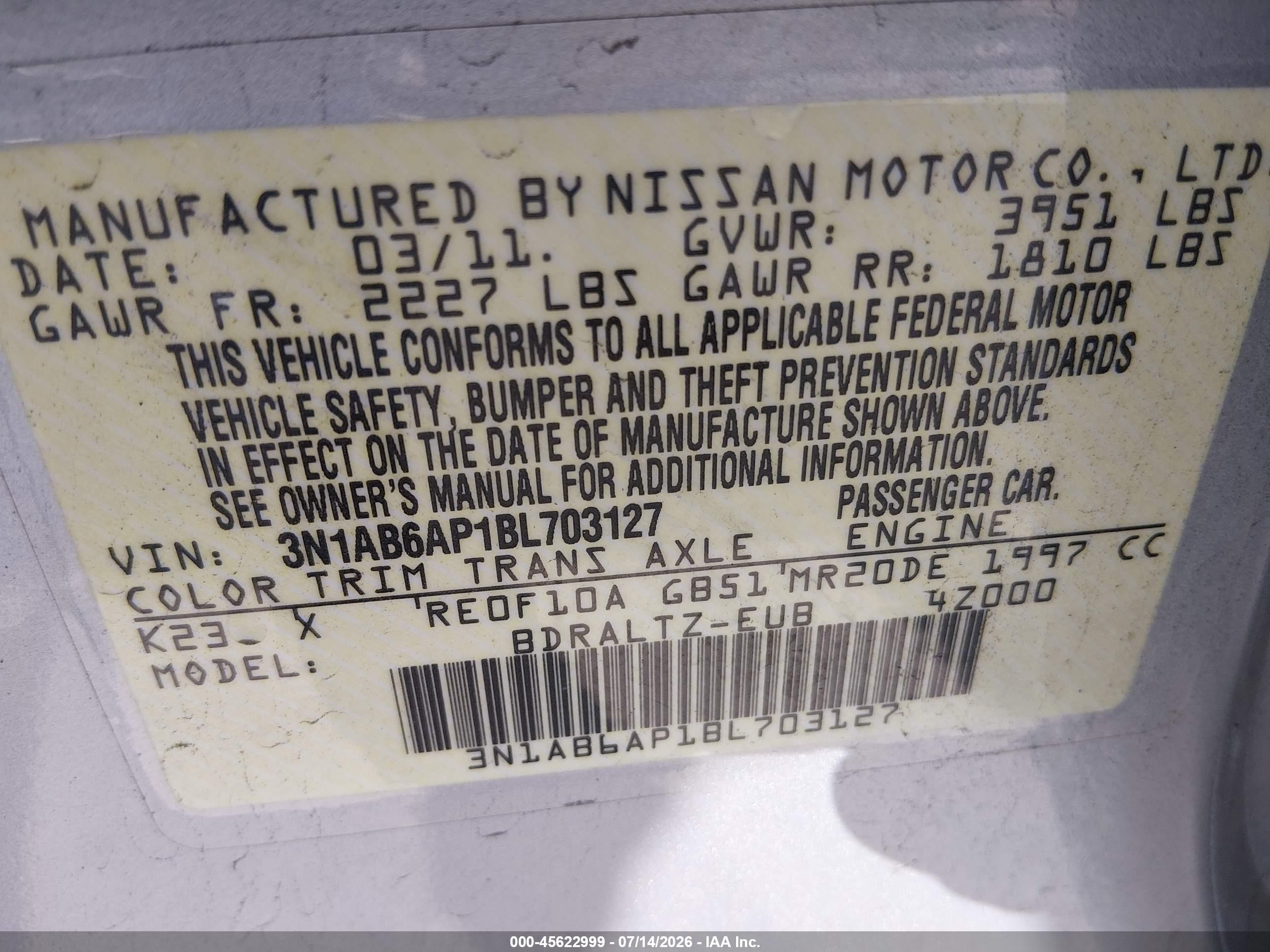 2011 Nissan Sentra 2.0s Silver vin: 3N1AB6AP1BL703127