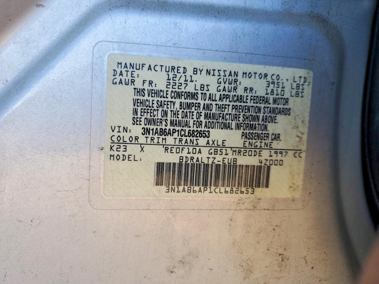 2012 Nissan Sentra 2.0 Silver vin: 3N1AB6AP1CL682653