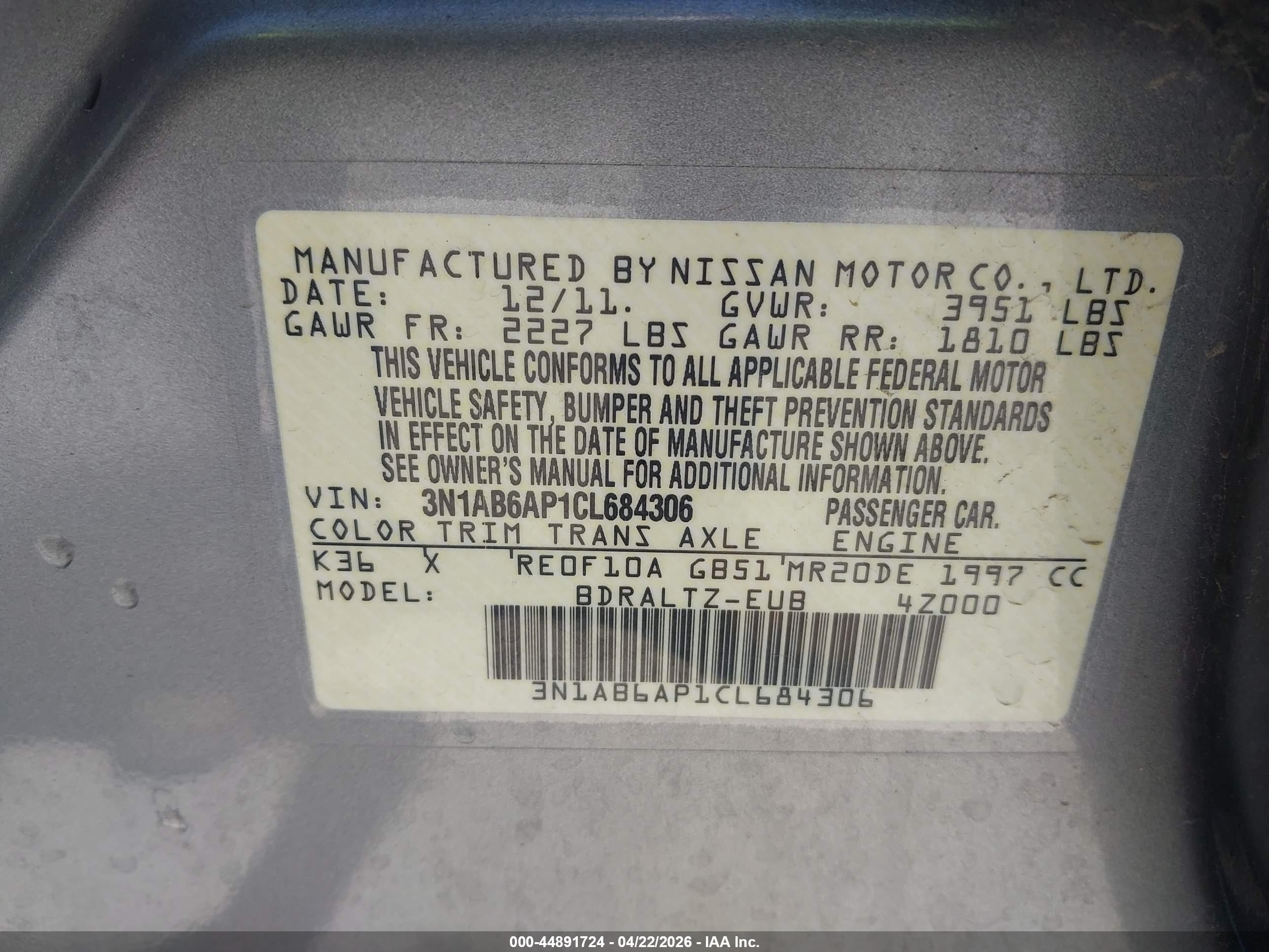 2012 Nissan Sentra 2.0 S Gray vin: 3N1AB6AP1CL684306