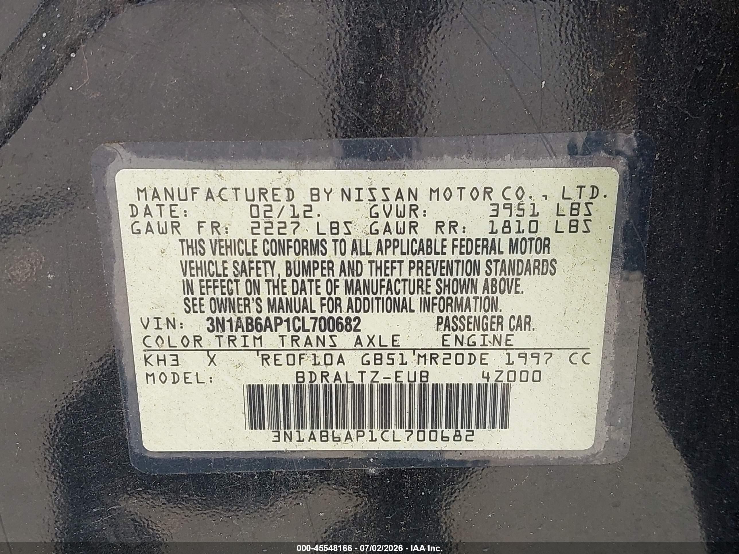 2012 Nissan Sentra 2.0 S Black vin: 3N1AB6AP1CL700682