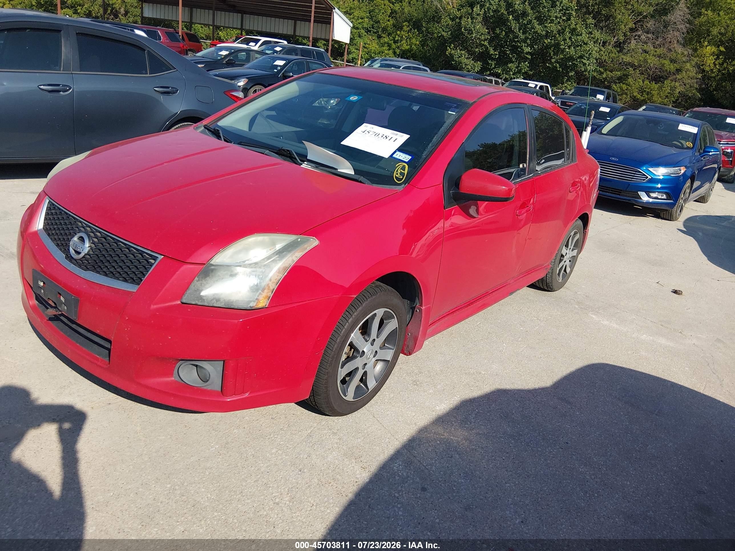 2012 Nissan Sentra 2.0 Sr Красный vin: 3N1AB6AP1CL703596