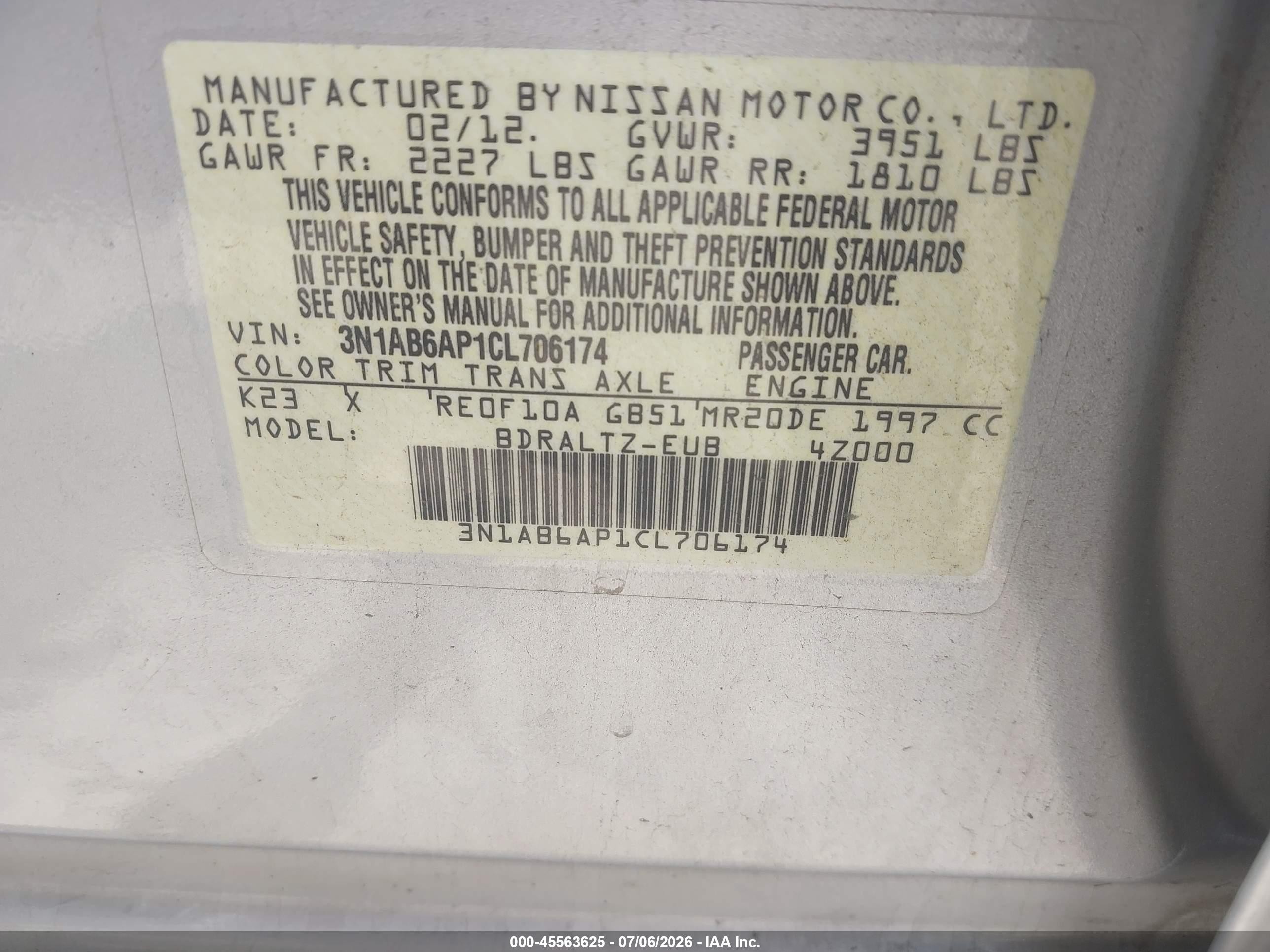 2012 Nissan Sentra 2.0 S Silver vin: 3N1AB6AP1CL706174