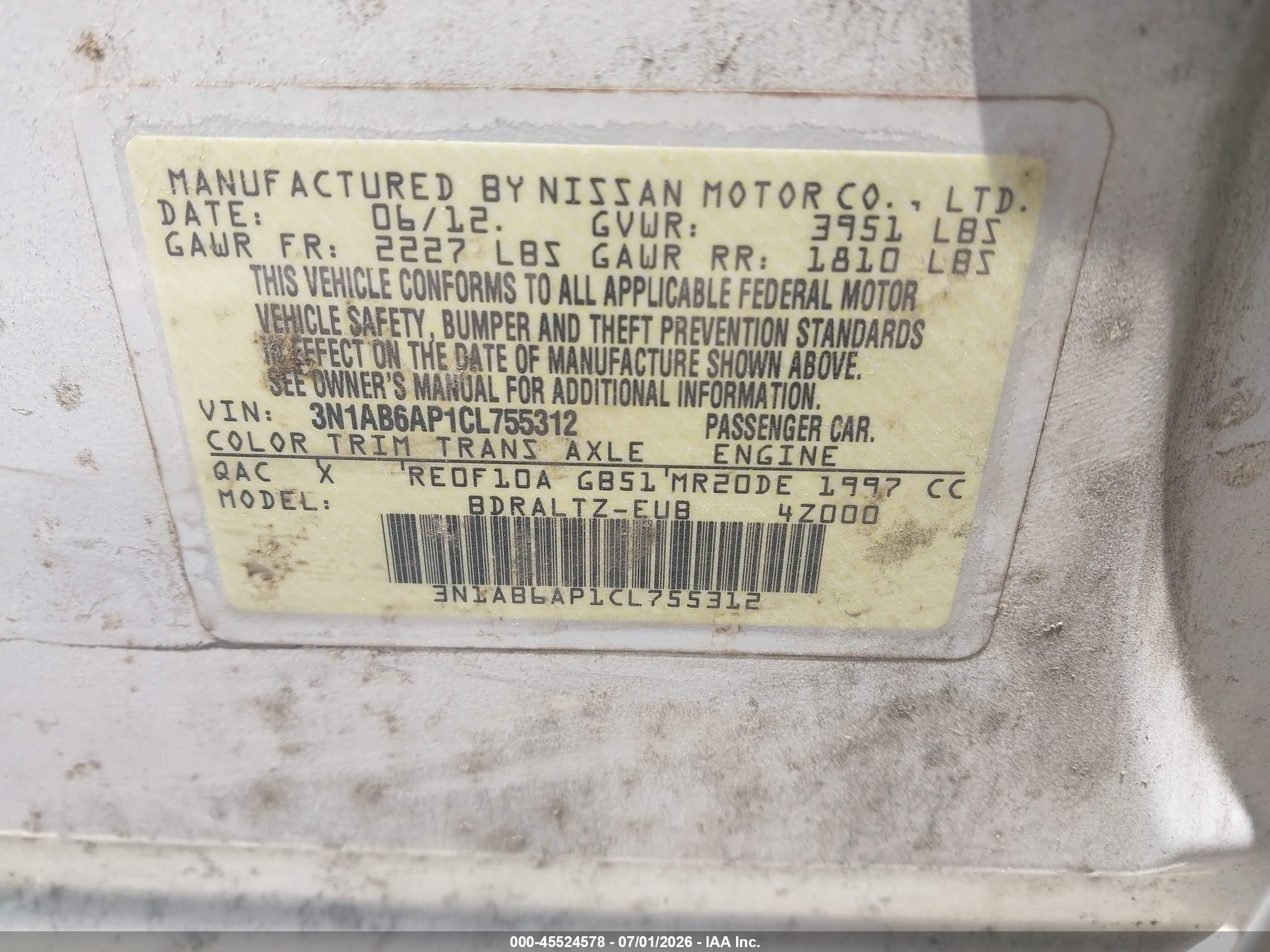 2012 Nissan Sentra 2.0 S White vin: 3N1AB6AP1CL755312