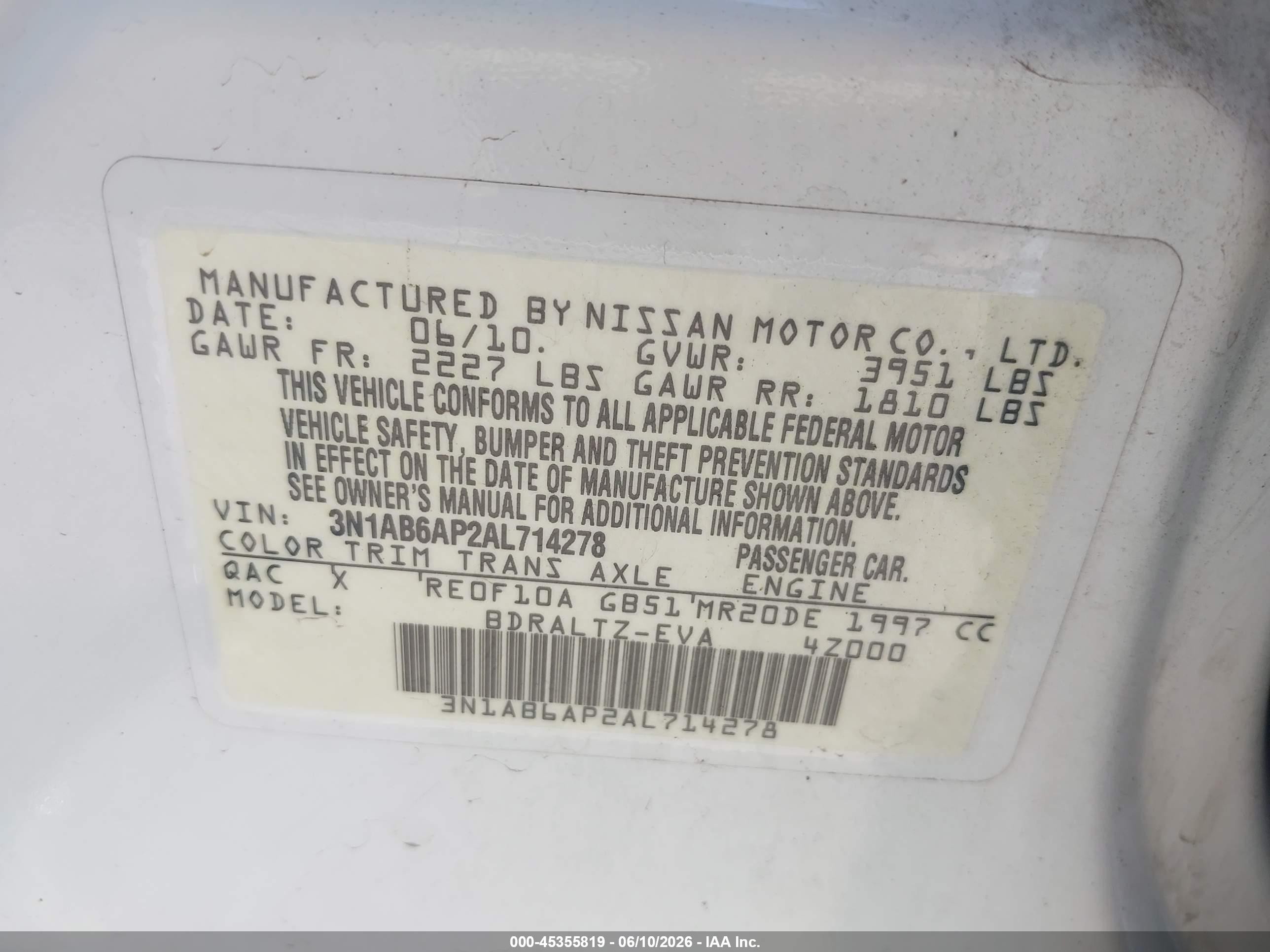 2010 Nissan Sentra 2.0sr White vin: 3N1AB6AP2AL714278