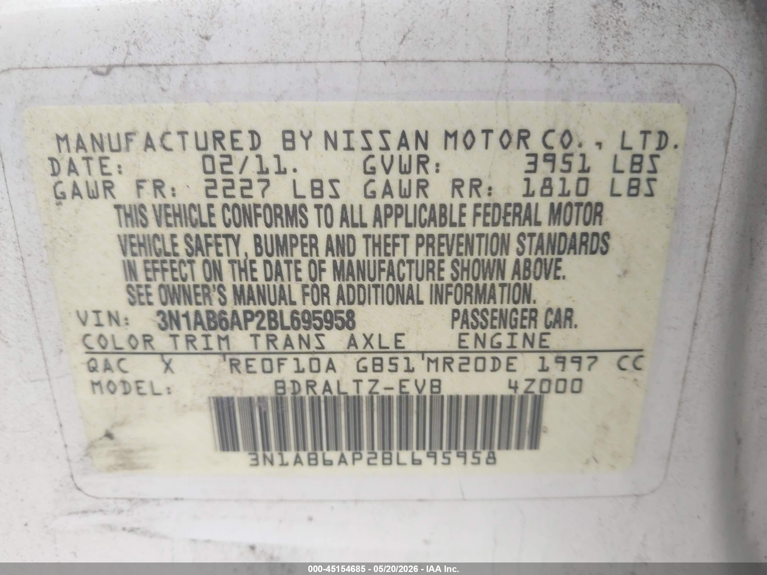 2011 Nissan Sentra 2.0sr White vin: 3N1AB6AP2BL695958