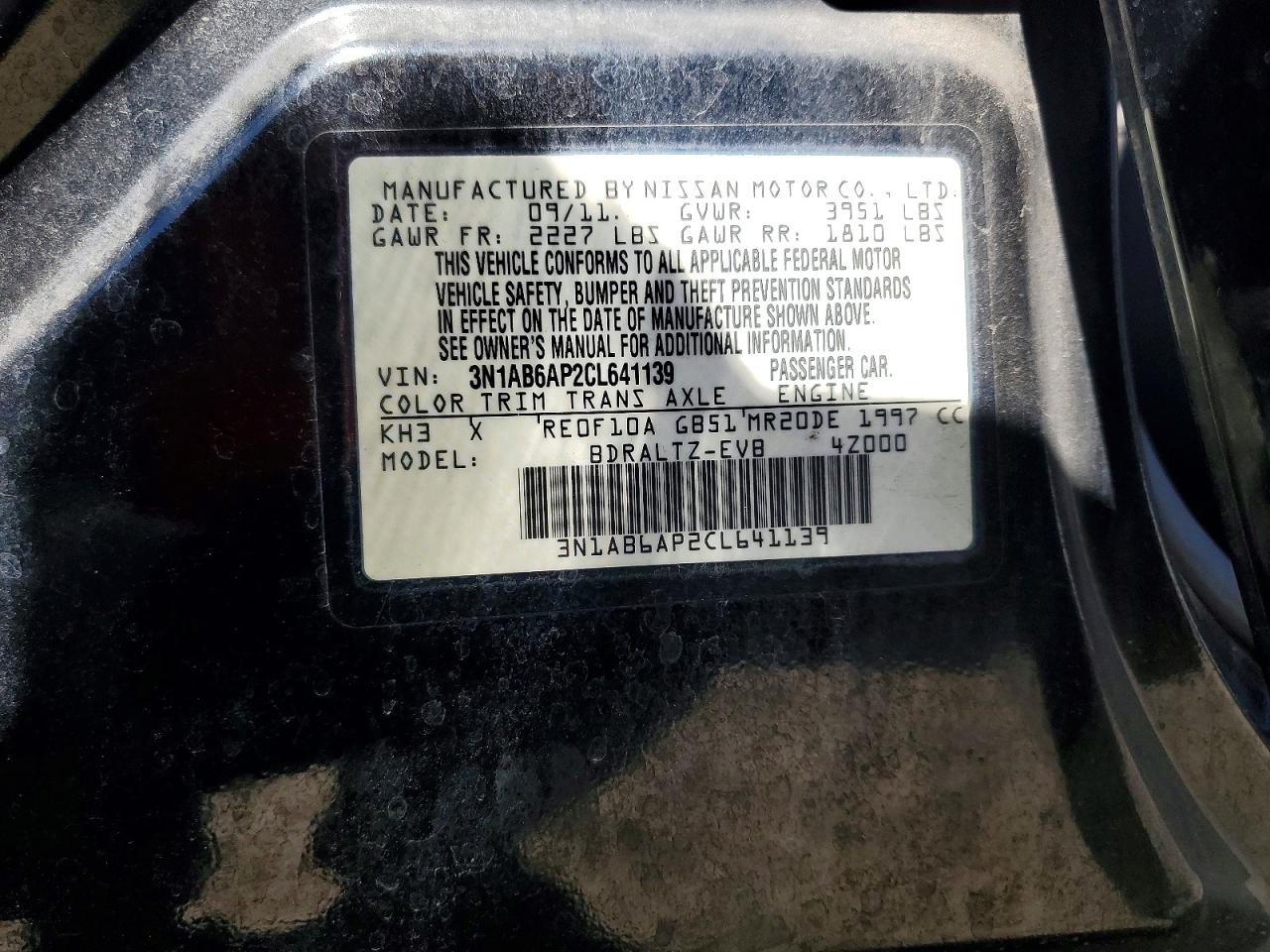 2012 Nissan Sentra 2.0 Black vin: 3N1AB6AP2CL641139