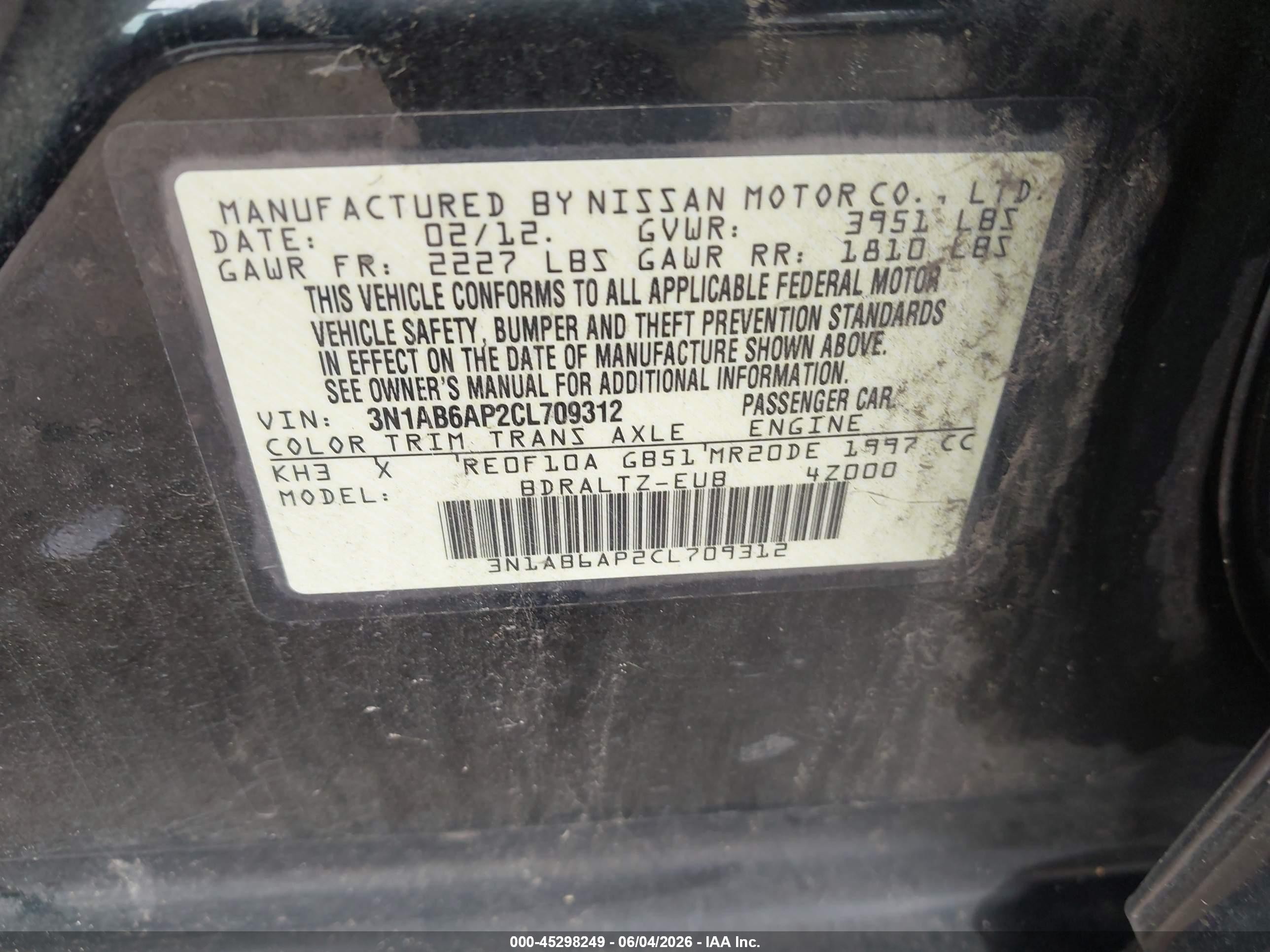 2012 Nissan Sentra 2.0 Sr Black vin: 3N1AB6AP2CL709312