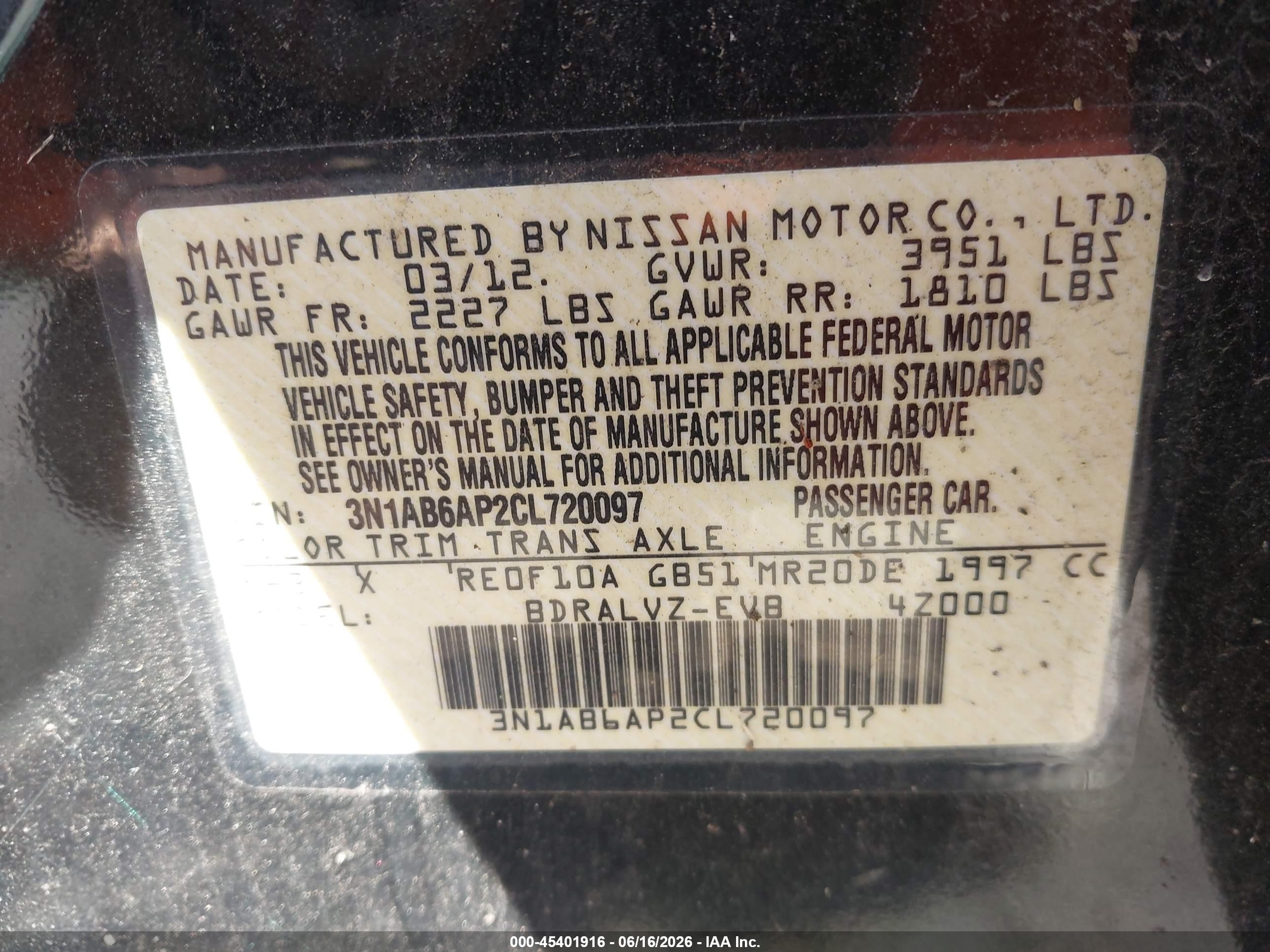 2012 Nissan Sentra 2.0 Sl Черный vin: 3N1AB6AP2CL720097