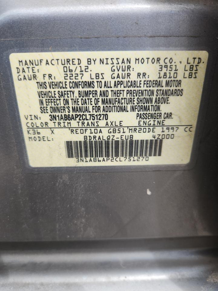 2012 Nissan Sentra 2.0 Silver vin: 3N1AB6AP2CL751270
