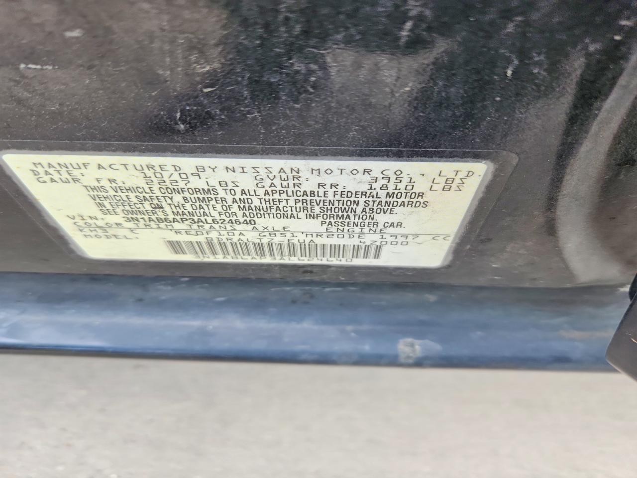 2010 Nissan Sentra 2.0 Черный vin: 3N1AB6AP3AL624640