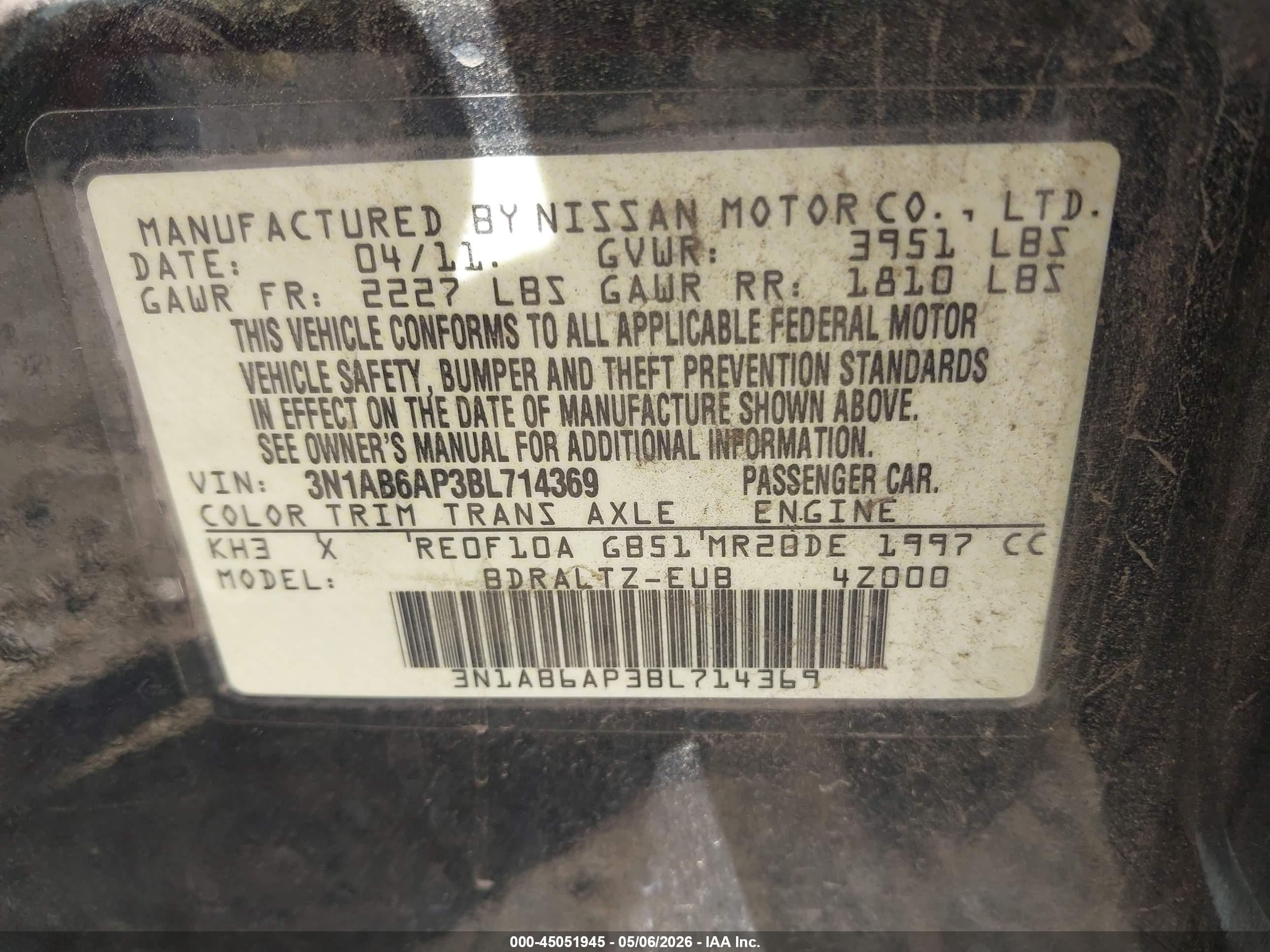 2011 Nissan Sentra 2.0sr Черный vin: 3N1AB6AP3BL714369