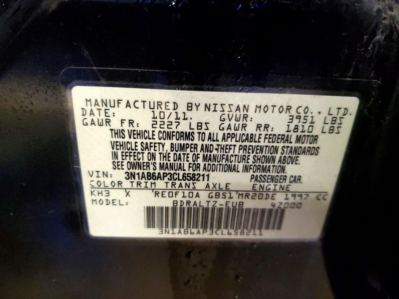 2012 Nissan Sentra 2.0 Black vin: 3N1AB6AP3CL658211