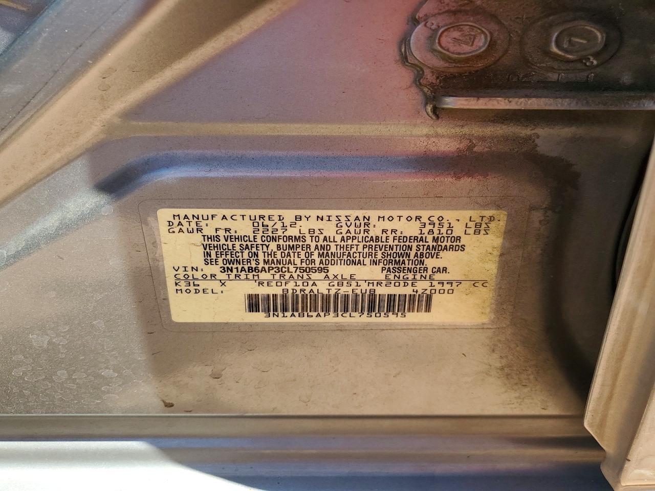 2012 Nissan Sentra 2.0 Silver vin: 3N1AB6AP3CL750595