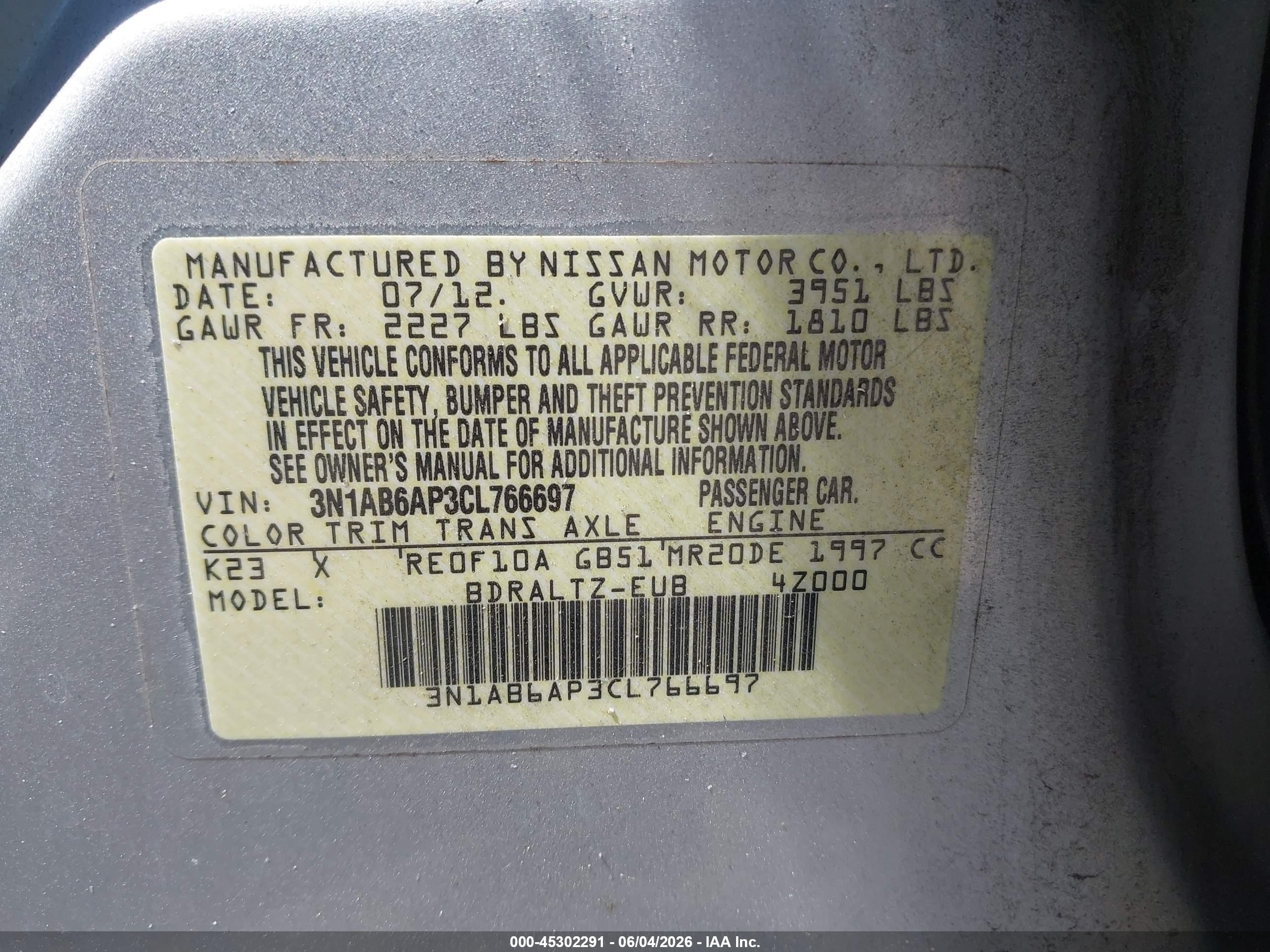 2012 Nissan Sentra 2.0 S Silver vin: 3N1AB6AP3CL766697