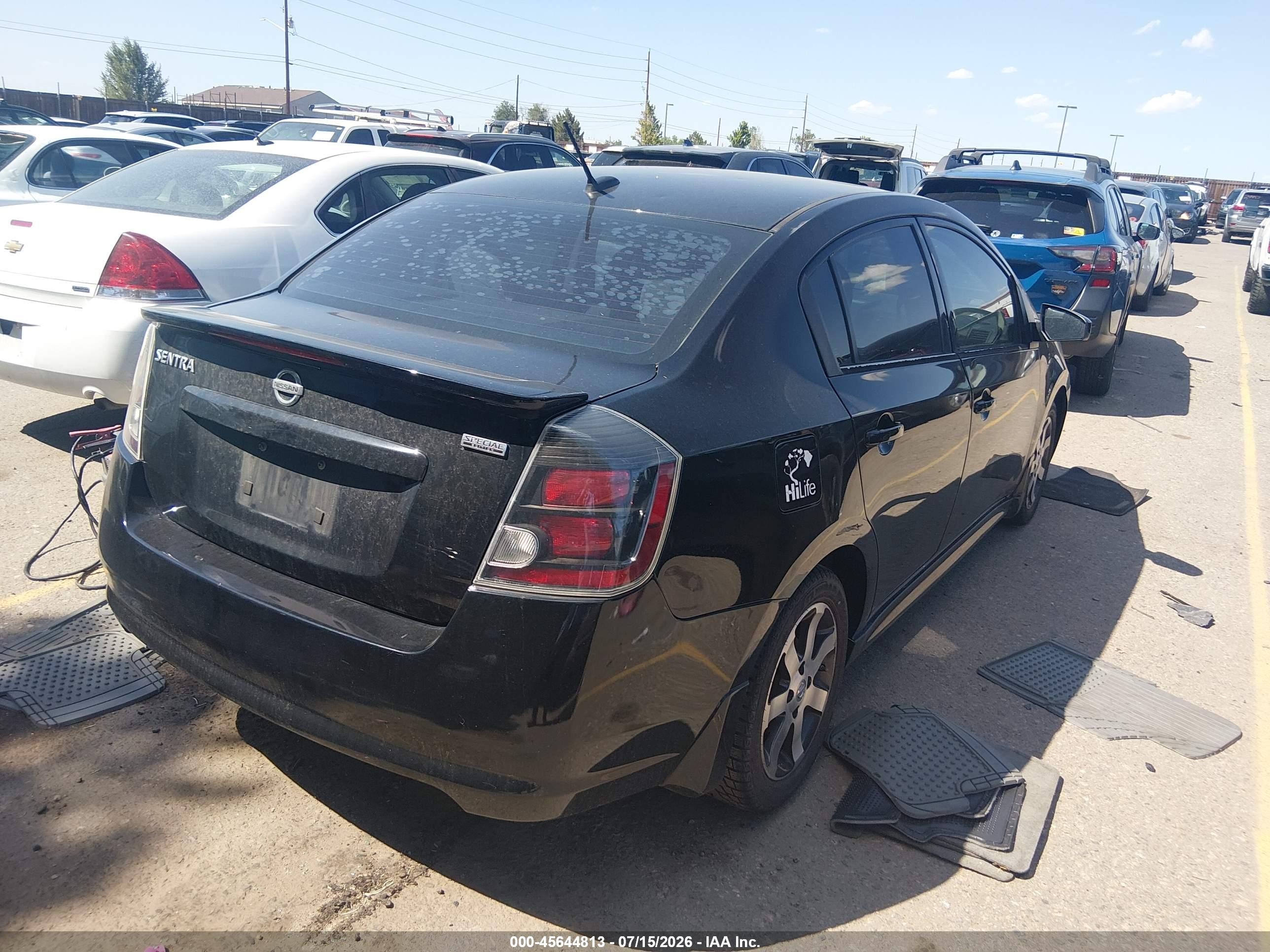 2012 Nissan Sentra 2.0 Sr Black vin: 3N1AB6AP3CL773875