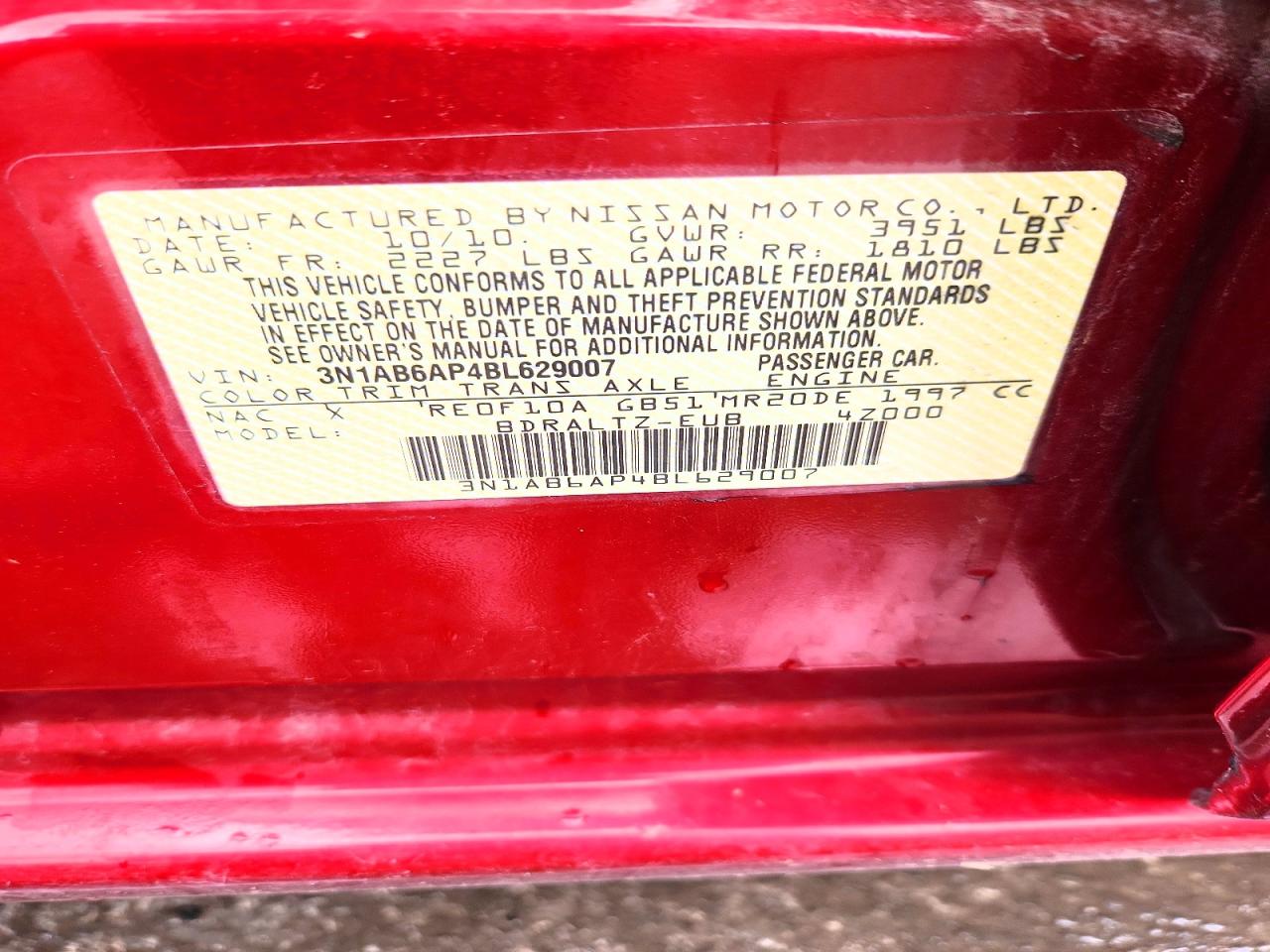 2011 Nissan Sentra 2.0 Burgundy vin: 3N1AB6AP4BL629007