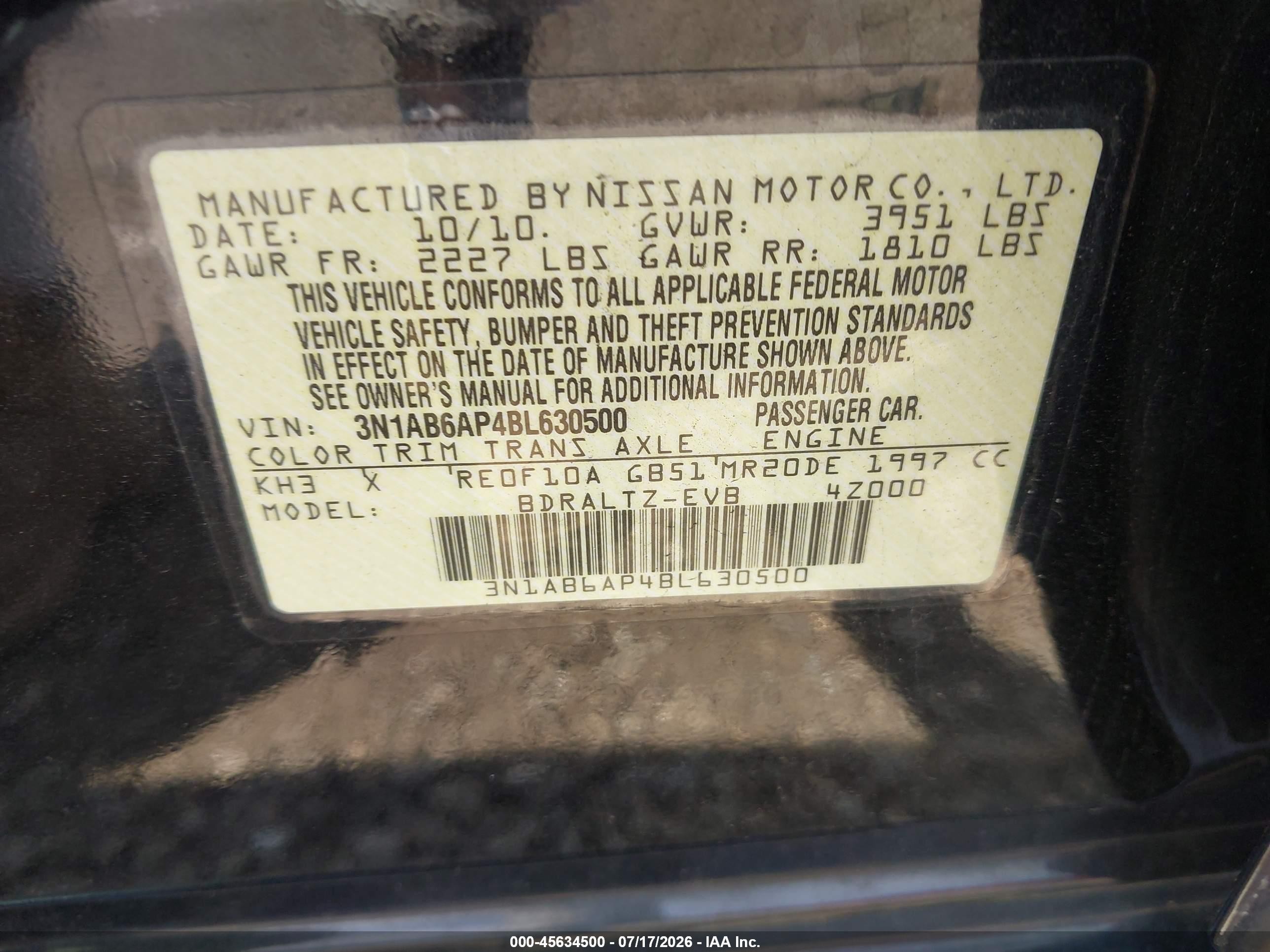 2011 Nissan Sentra 2.0sr Black vin: 3N1AB6AP4BL630500