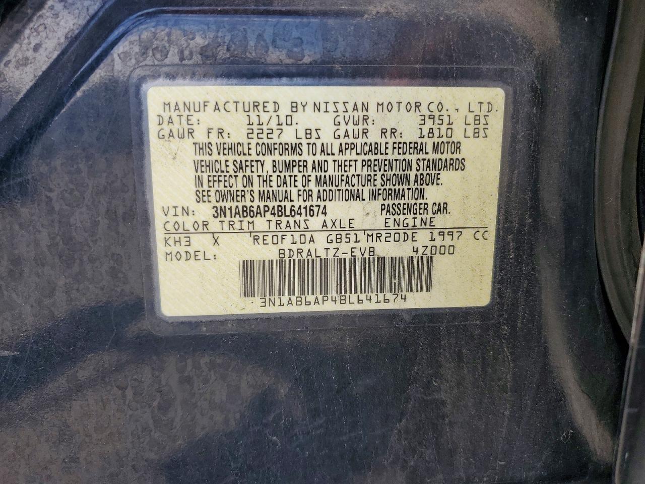 2011 Nissan Sentra 2.0 Black vin: 3N1AB6AP4BL641674
