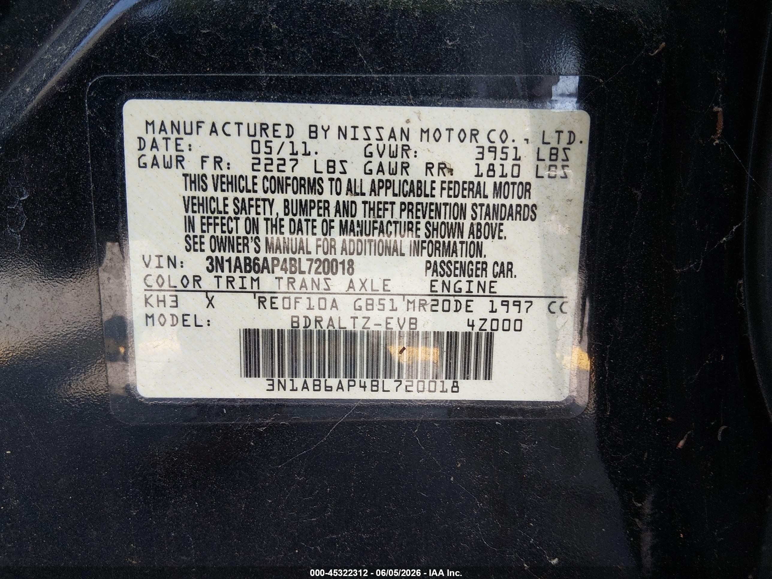 2011 Nissan Sentra 2.0sr Черный vin: 3N1AB6AP4BL720018
