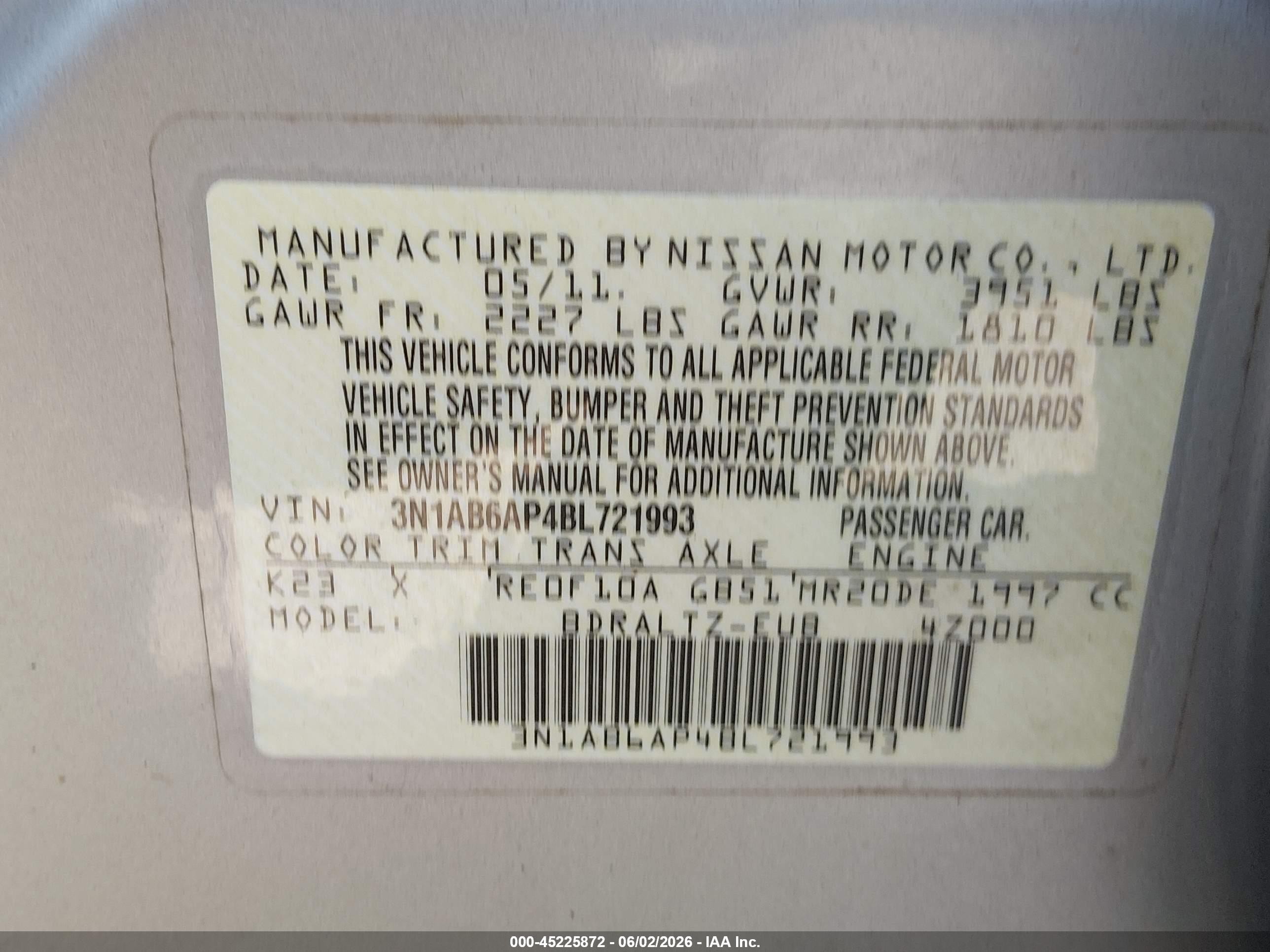 2011 Nissan Sentra 2.0s Silver vin: 3N1AB6AP4BL721993