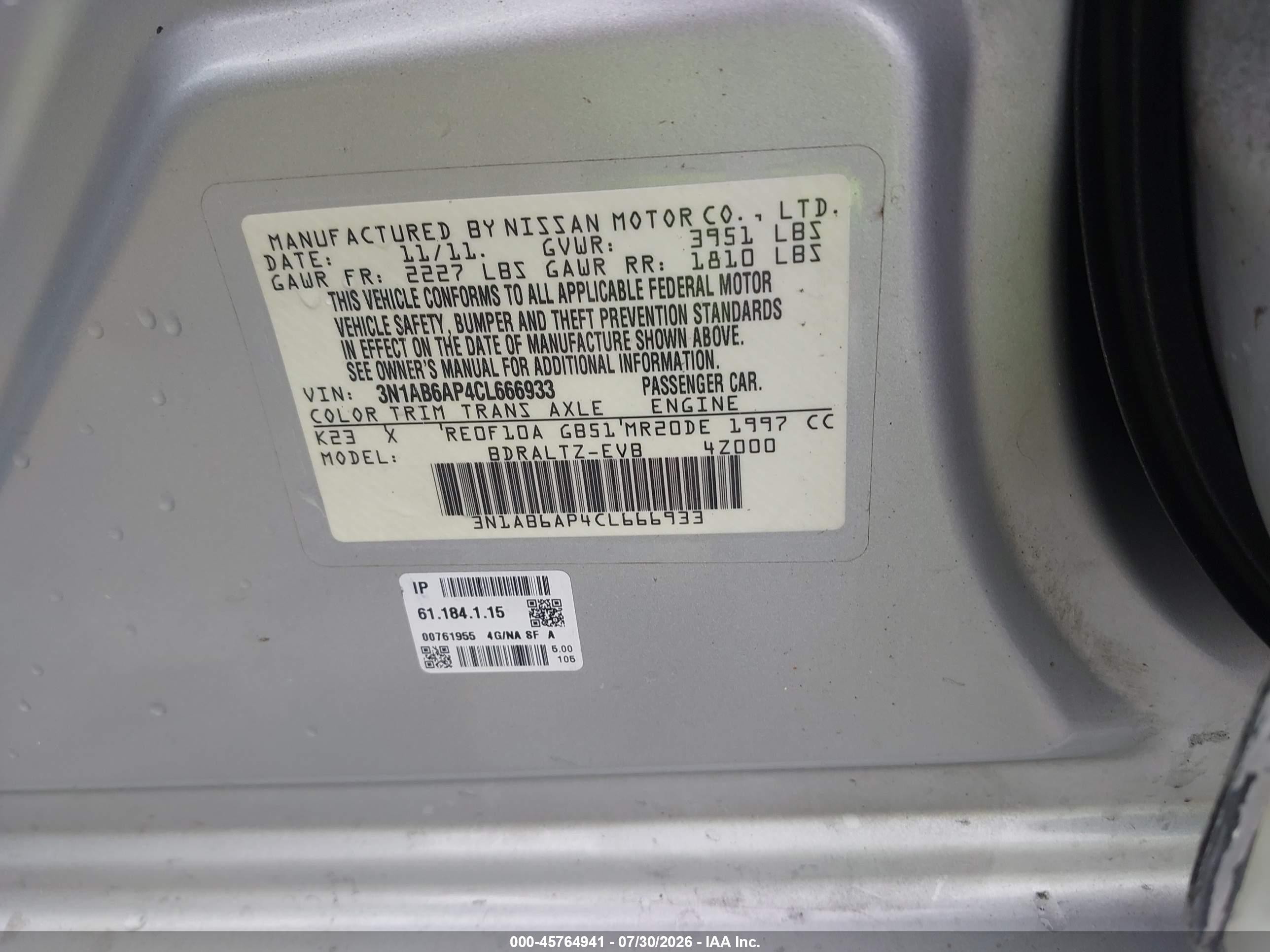 2012 Nissan Sentra 2.0 Sr Silver vin: 3N1AB6AP4CL666933