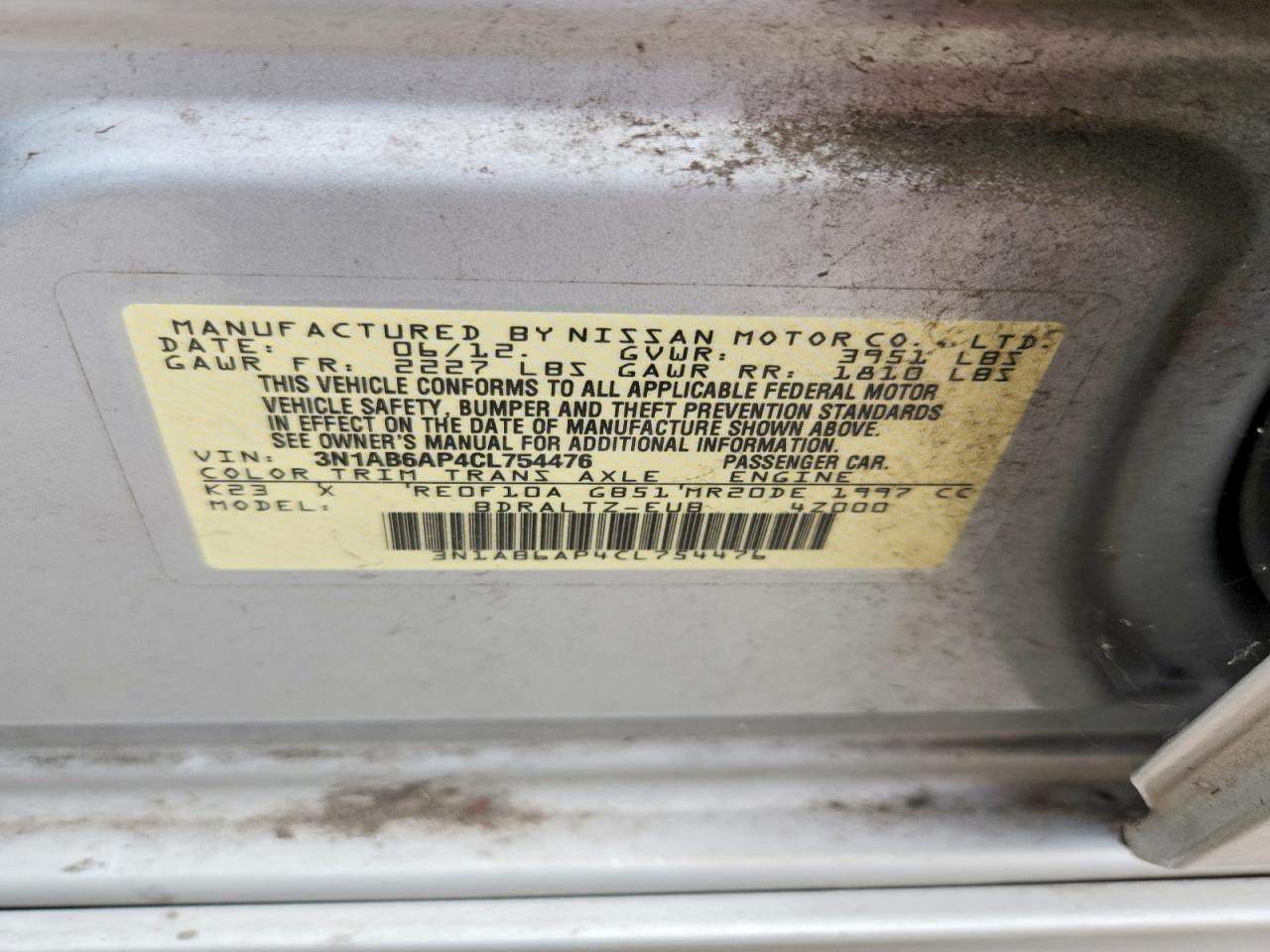2012 Nissan Sentra 2.0 Silver vin: 3N1AB6AP4CL754476