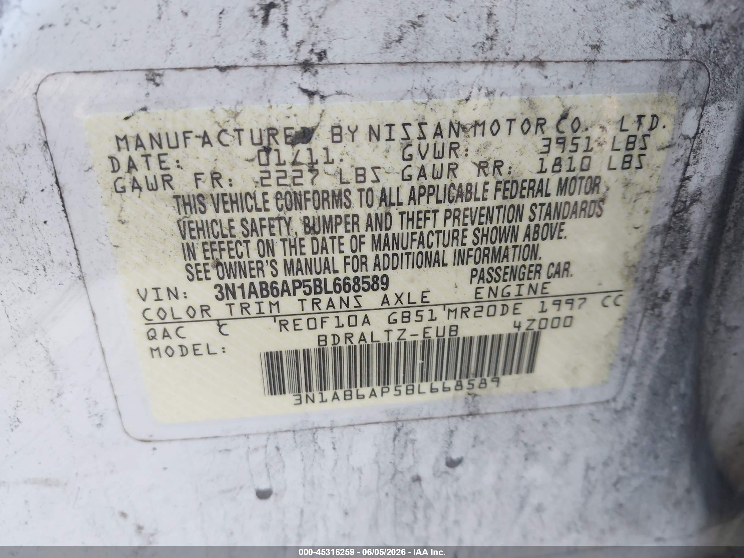 2011 Nissan Sentra 2.0s White vin: 3N1AB6AP5BL668589